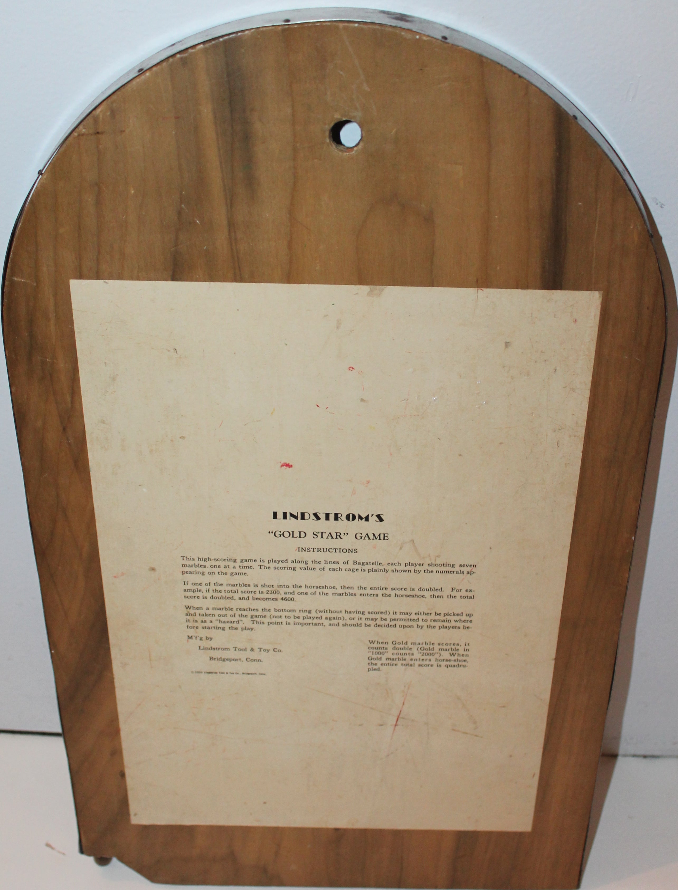 Lindstrom's Gold Star Marble Game Board, Dated 1934 at 1stDibs