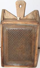 19th Century Original Cream Painted Food Grater Wall Box