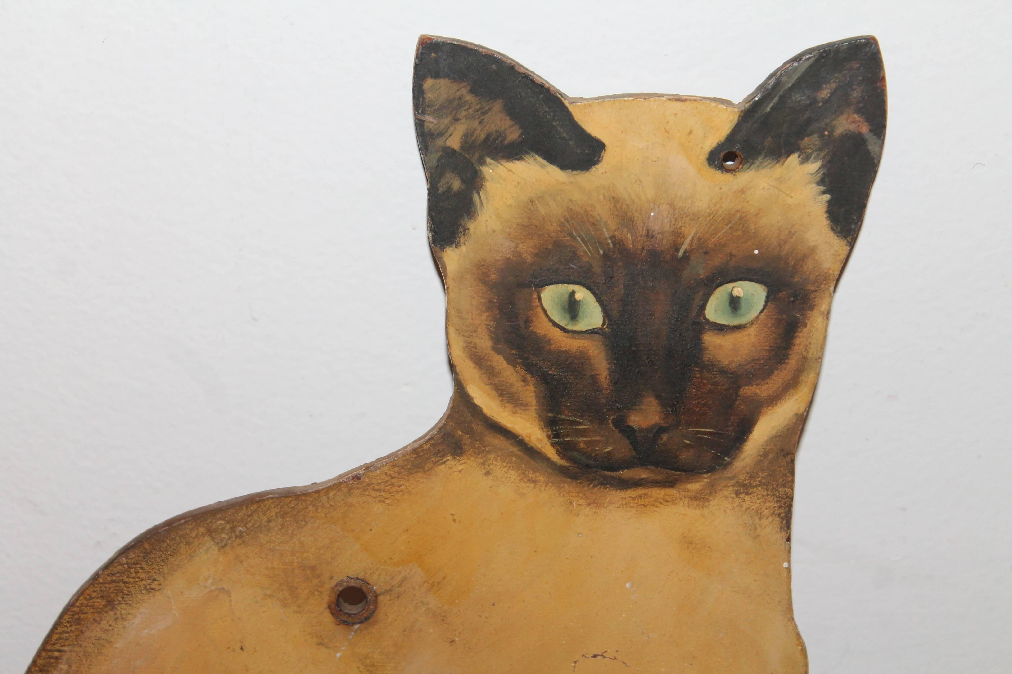 20th Century Pair of Painted Wood Siamese Cats