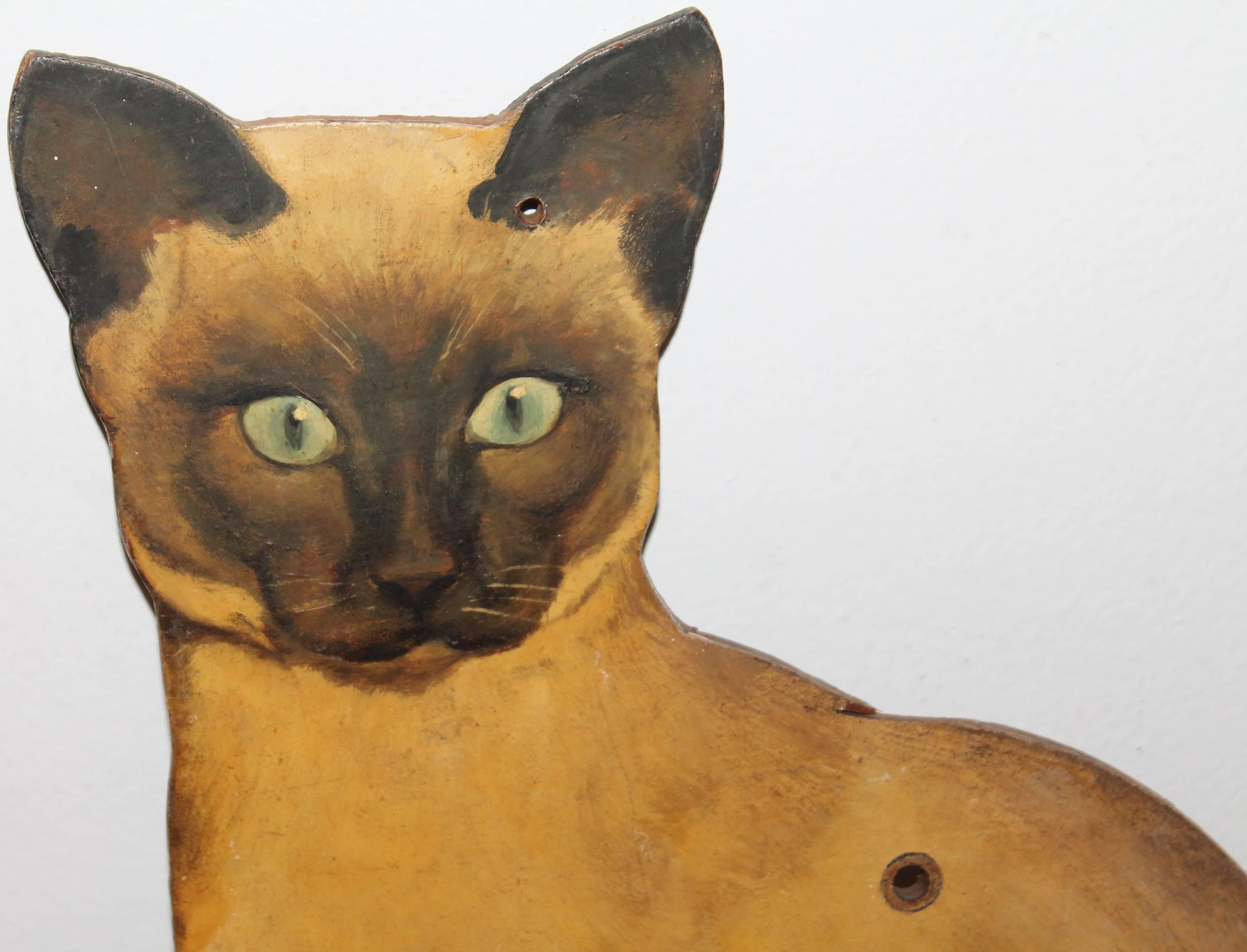 American Pair of Painted Wood Siamese Cats