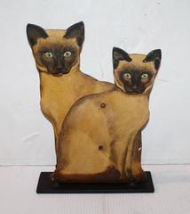 Pair of Painted Wood Siamese Cats