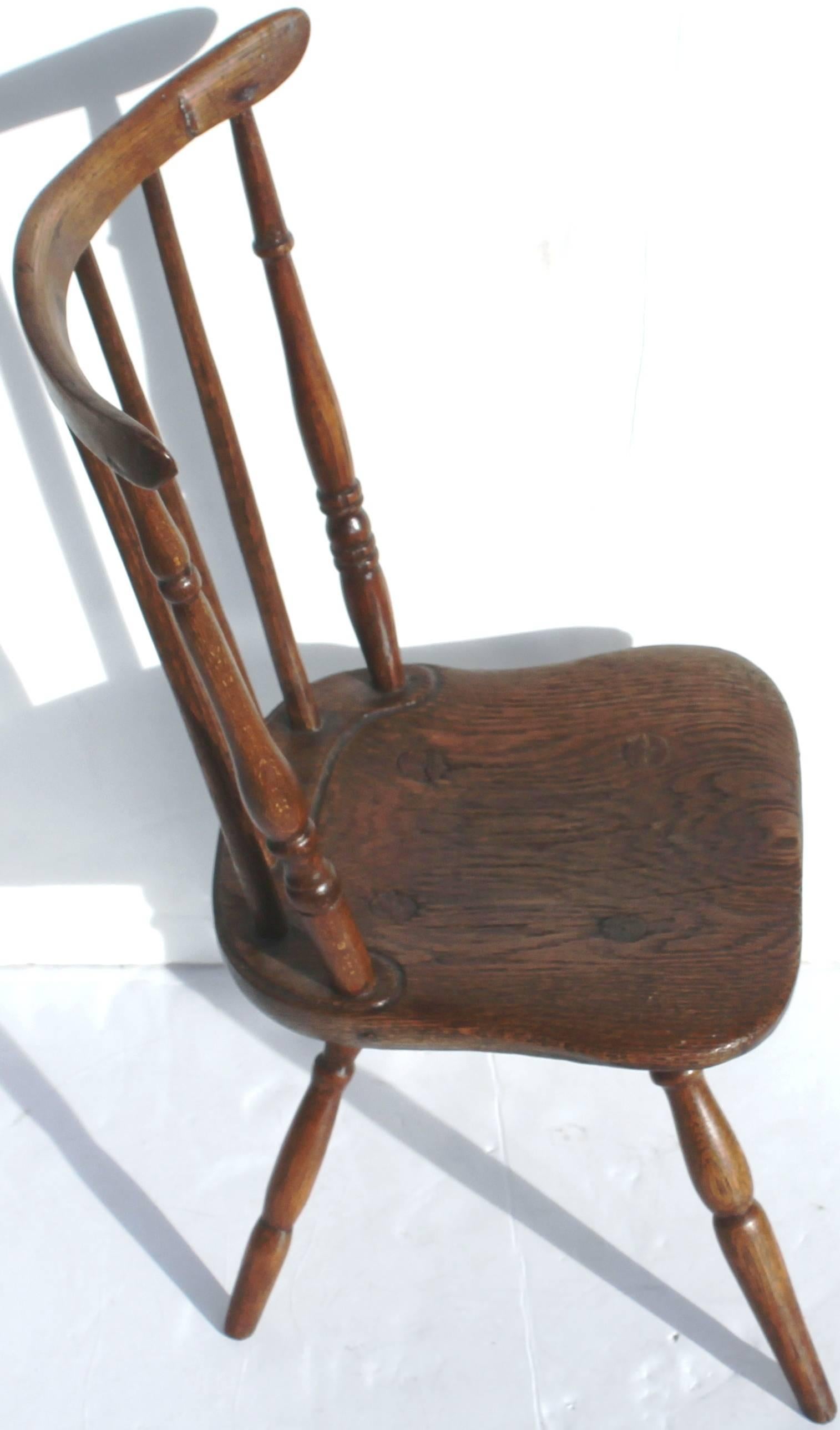 Patinated Early and Rare 19th Century Rare Child's Windsor Chair For Sale