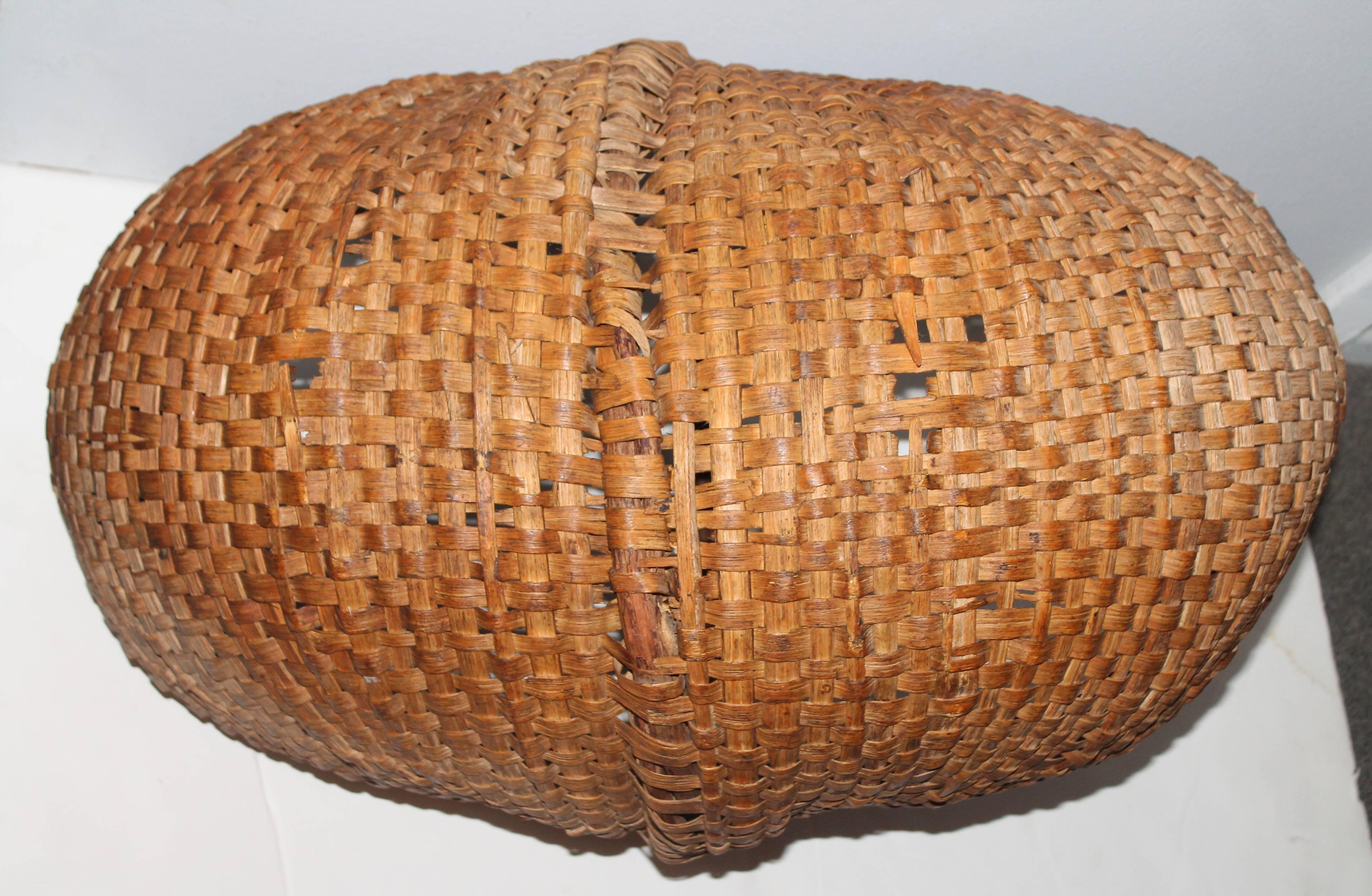 Monumental 19th Century Gathering Buttocks Basket In Excellent Condition In Los Angeles, CA