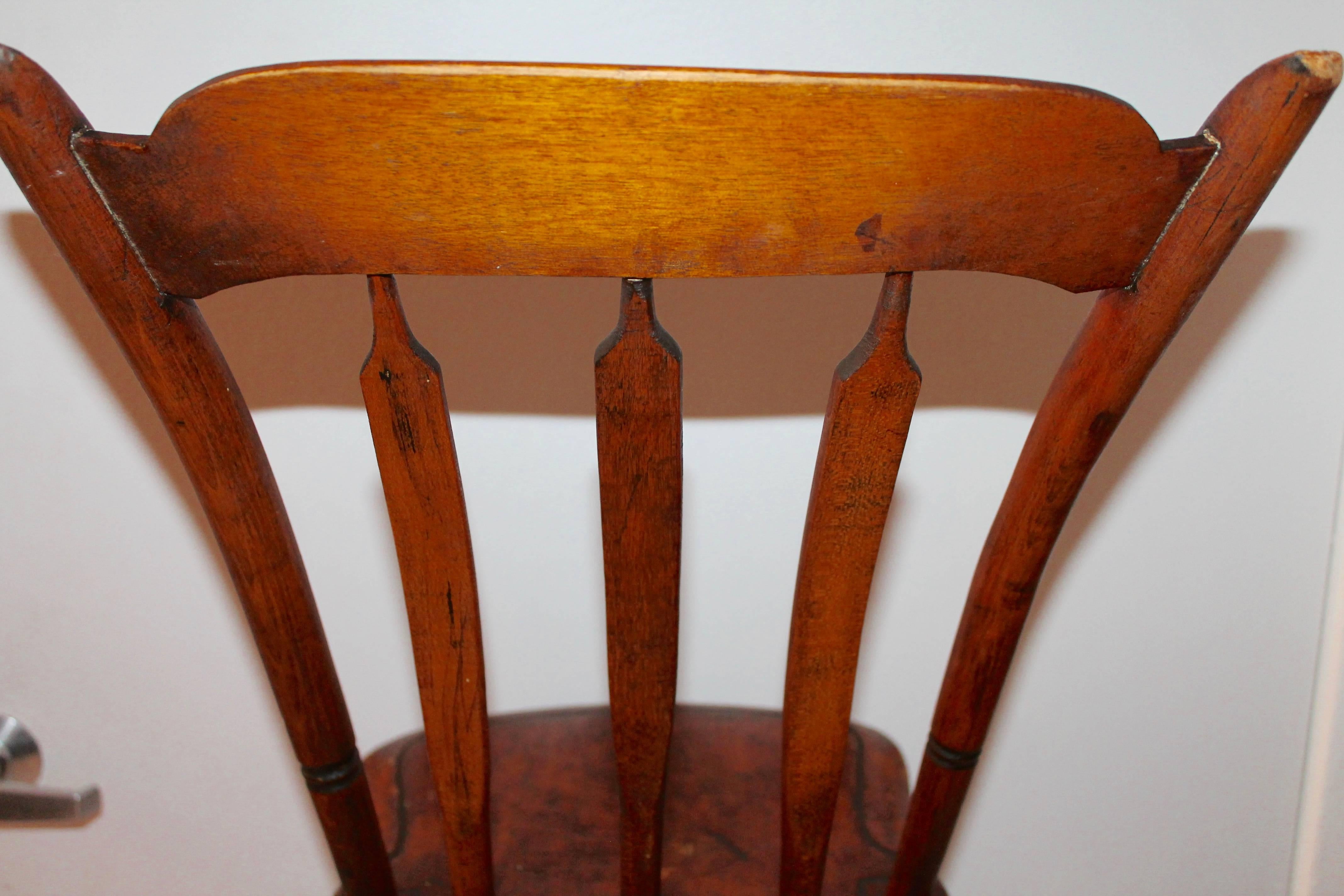 Country Amazing Early 19th Century Child's Thumbtack/Arrowback Windsor Chair For Sale