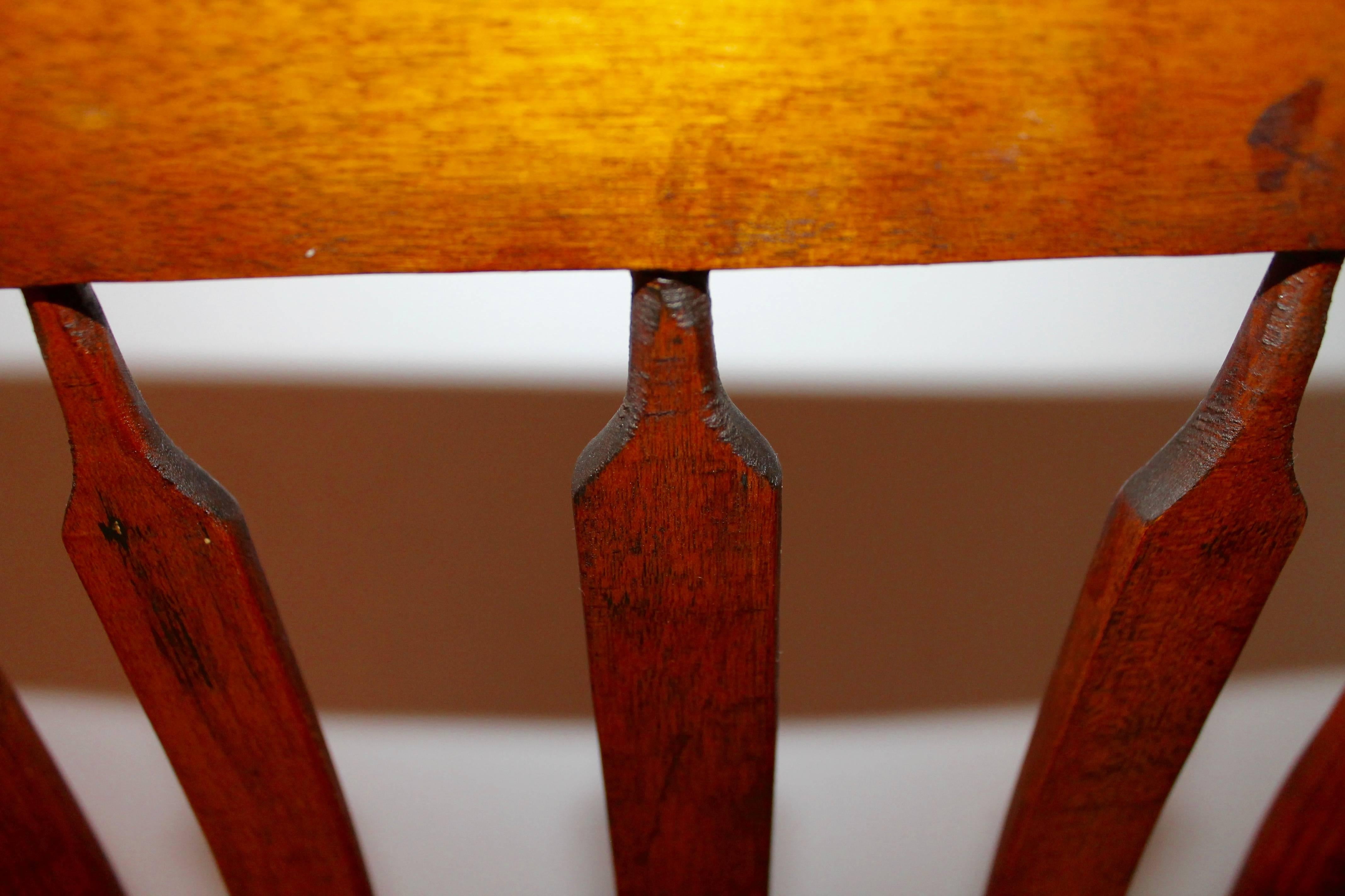 Patinated Amazing Early 19th Century Child's Thumbtack/Arrowback Windsor Chair For Sale