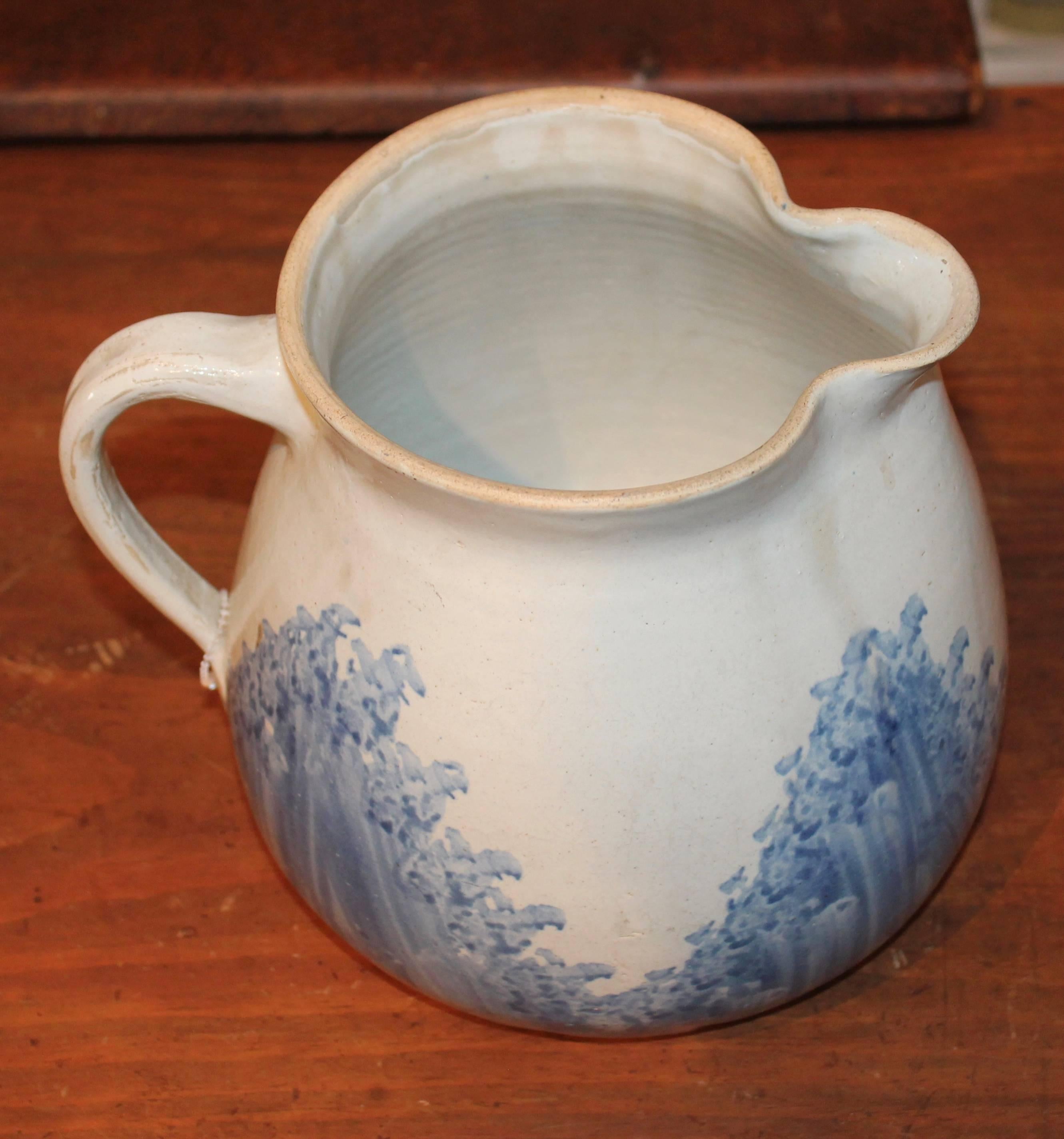 Country 19th Century Unusual Spatter Ware Large Milk Pitcher