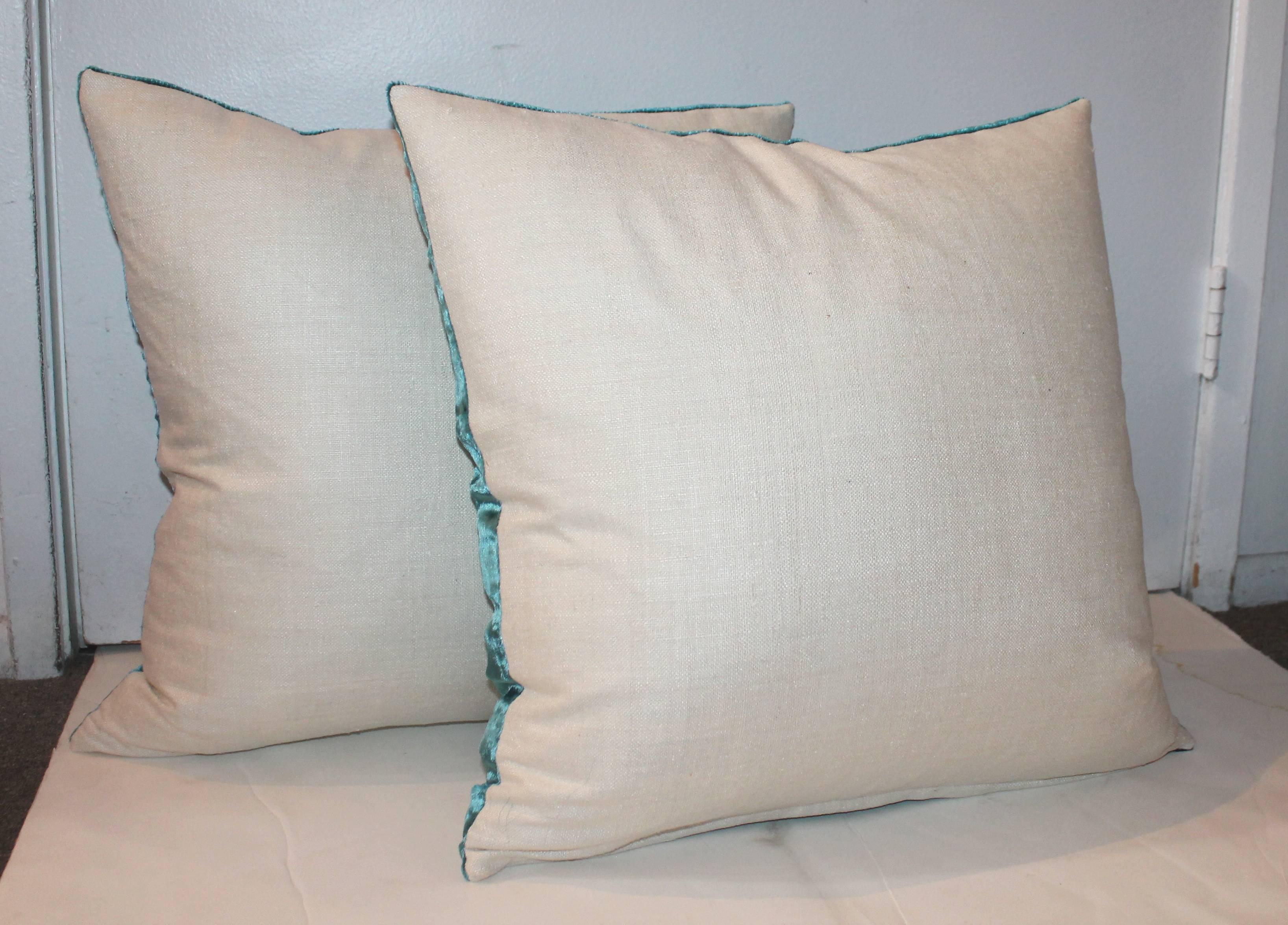 Hand-Crafted Sexy and Silky Aquamarine Silk Velvet Pillows