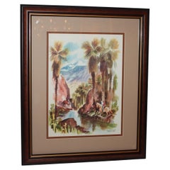 Aquarell von Southern California, signiert von C. Macourlard