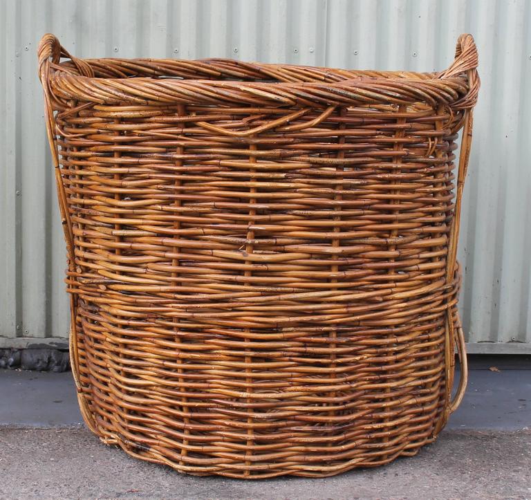 Monumental 19th Century Double Handled Field Basket For Sale at 1stDibs