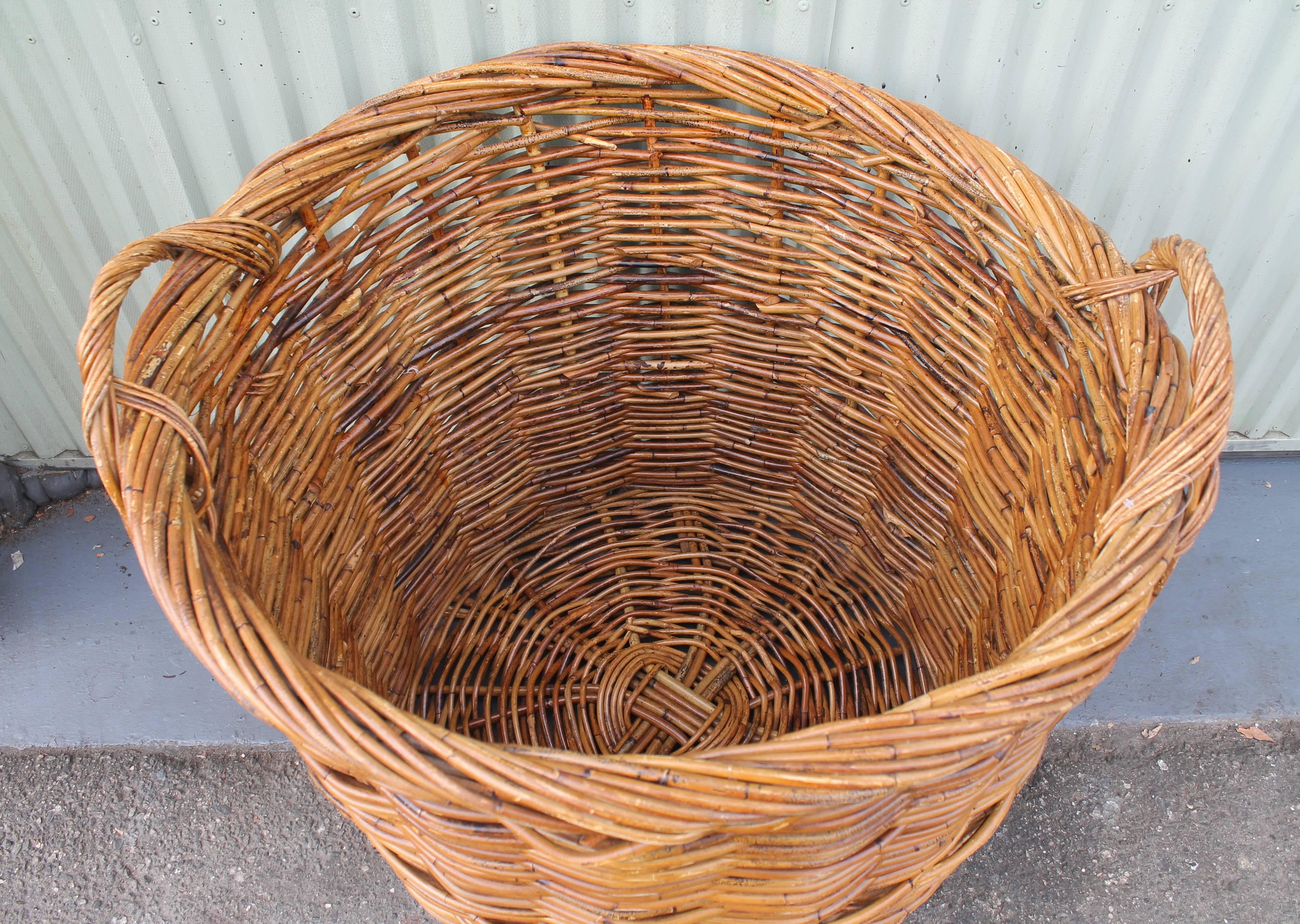 American Monumental 19th Century Double Handled Field Basket
