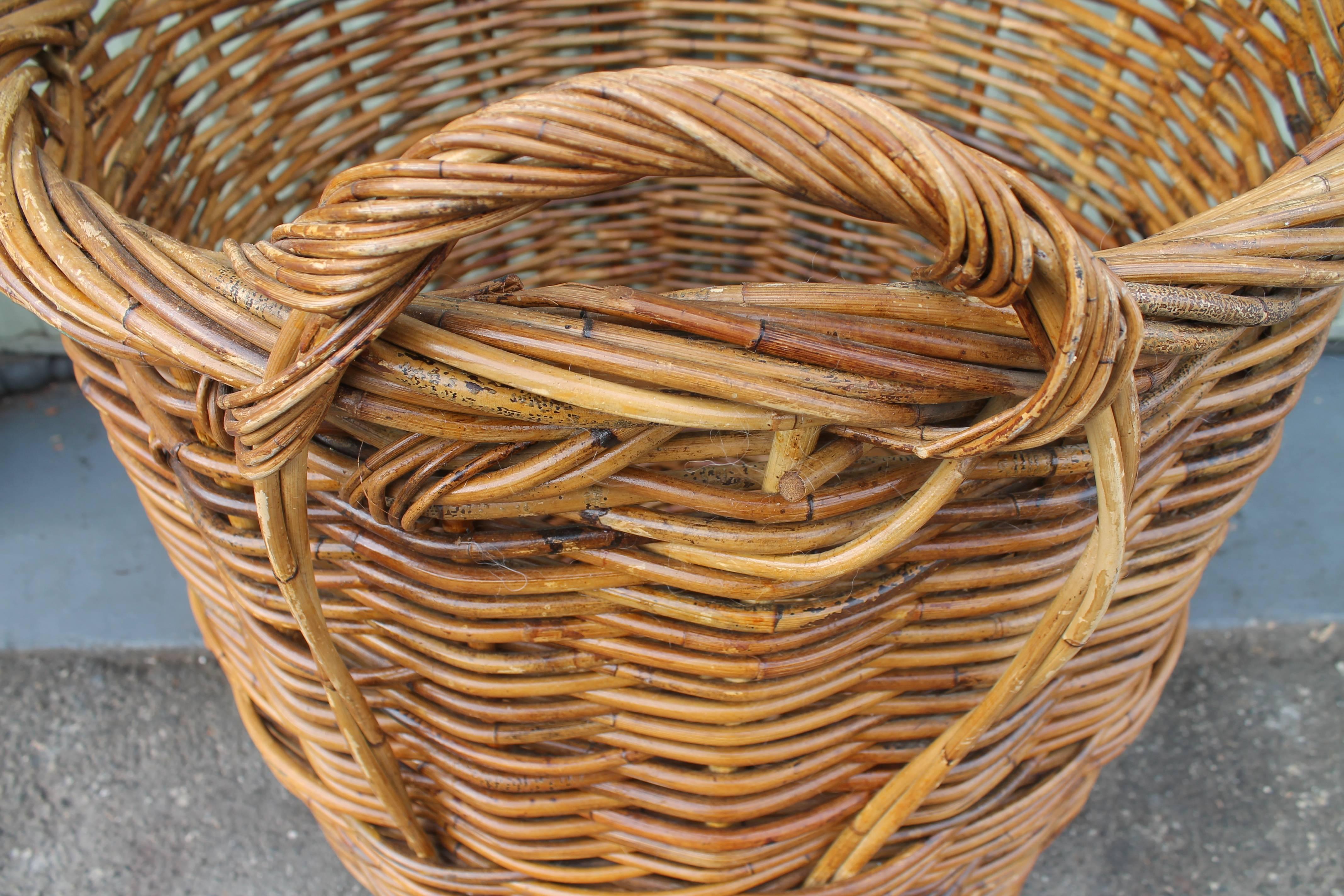 Monumental 19th Century Double Handled Field Basket 1