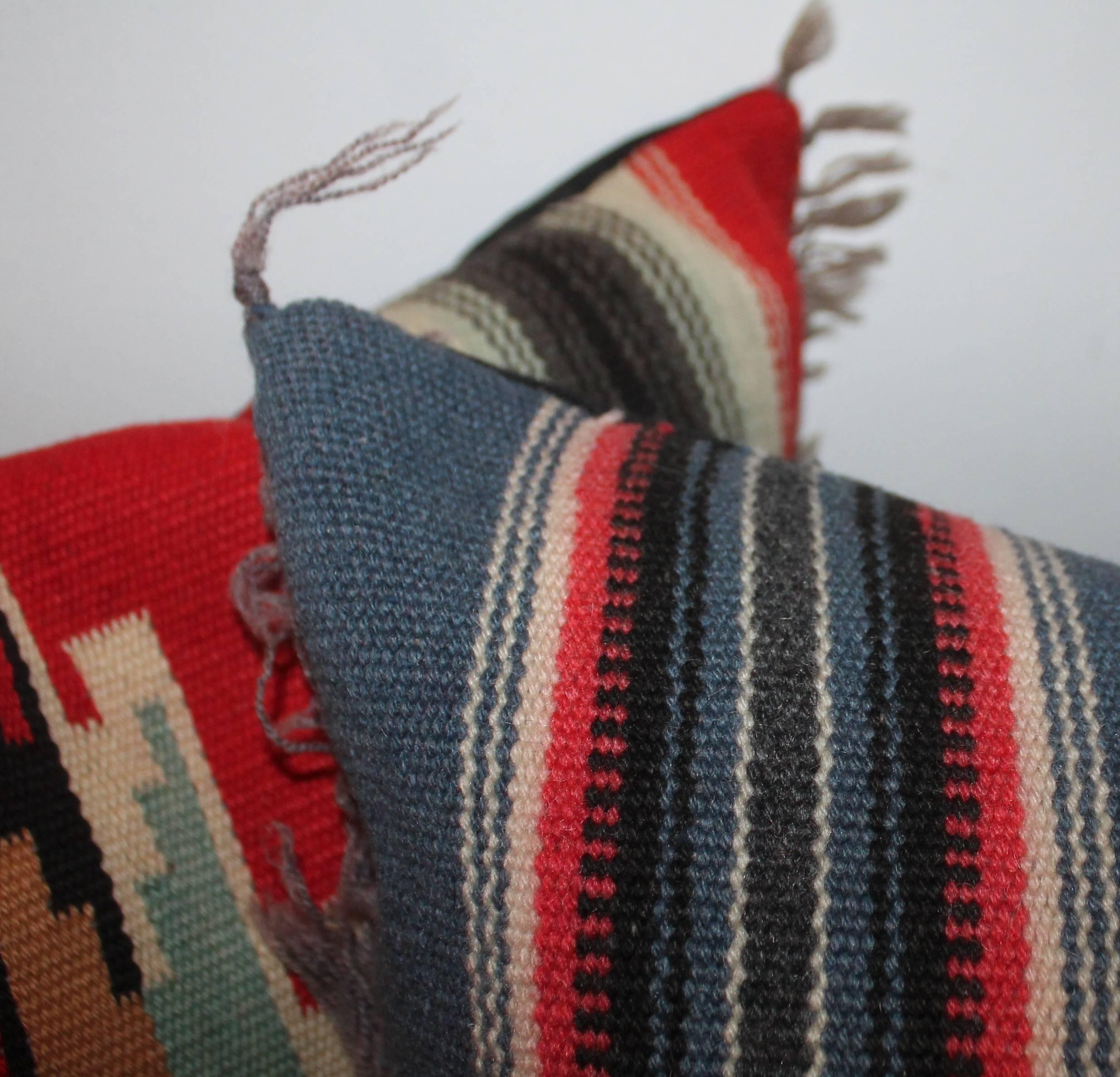 Amazing Mexican or American Indian Serape Square Pillows In Excellent Condition In Los Angeles, CA