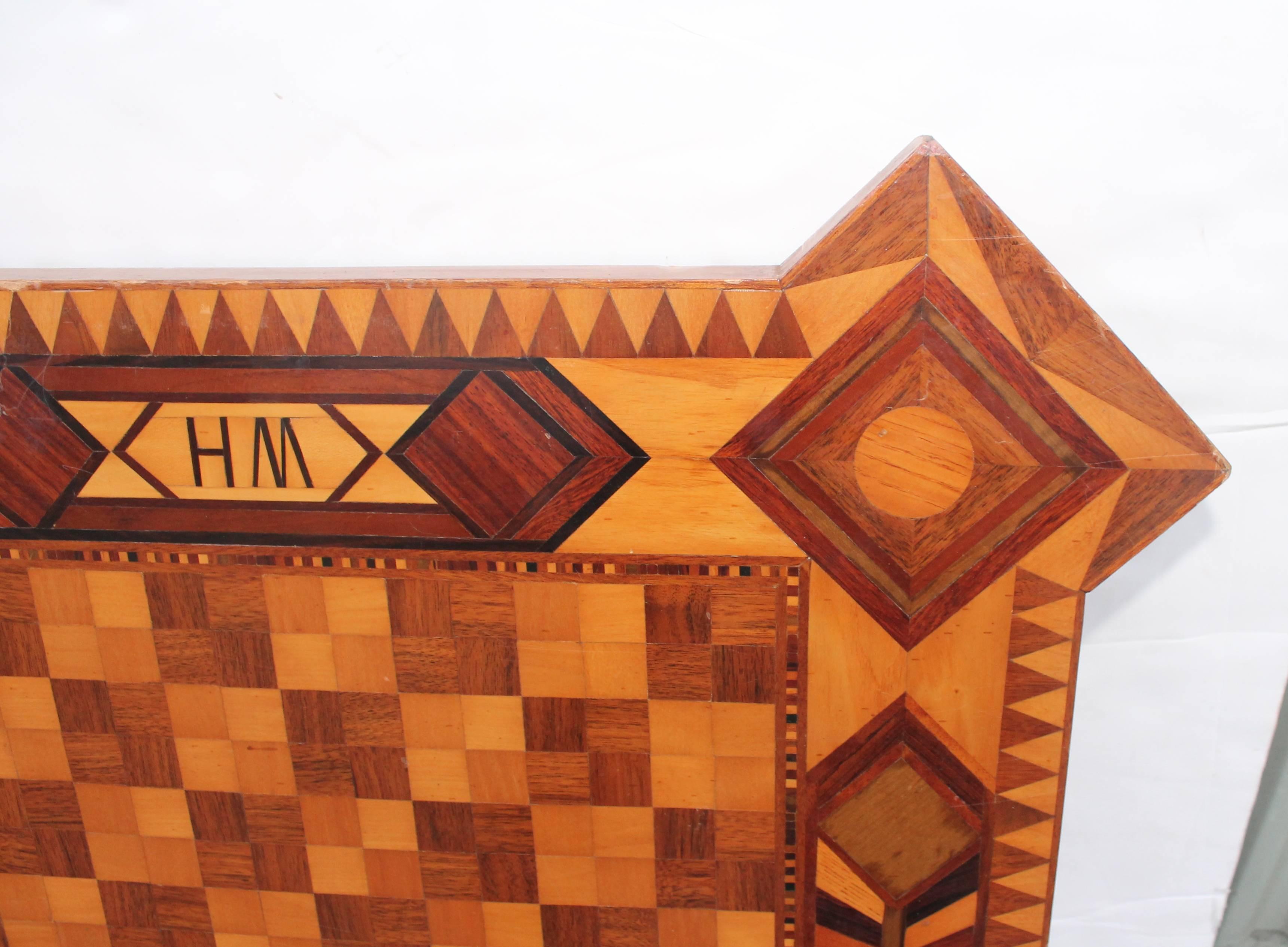 Folk Art Amazing Monumental Inlaid HM Tabletop Game Board