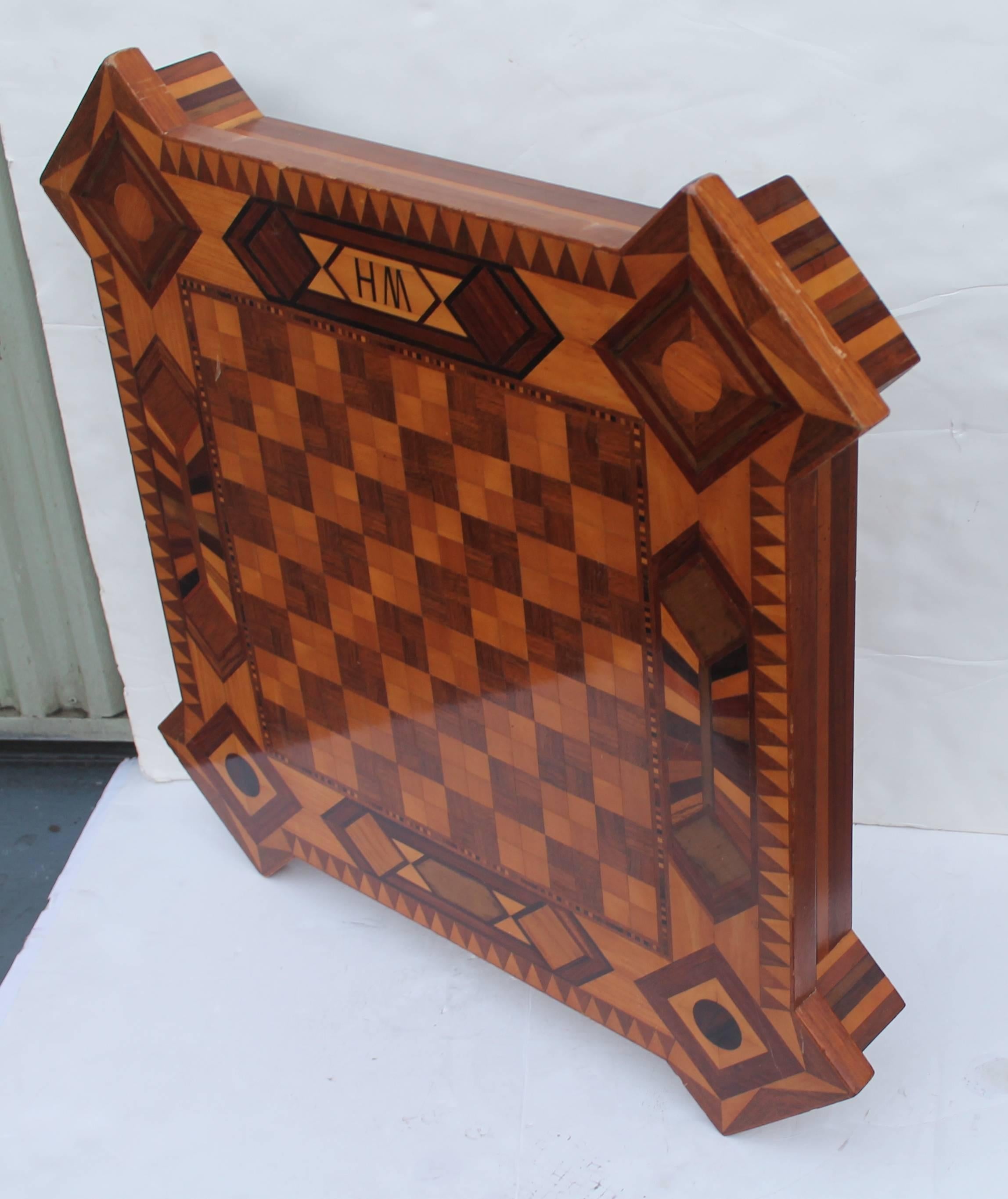 Amazing Monumental Inlaid HM Tabletop Game Board In Good Condition In Los Angeles, CA