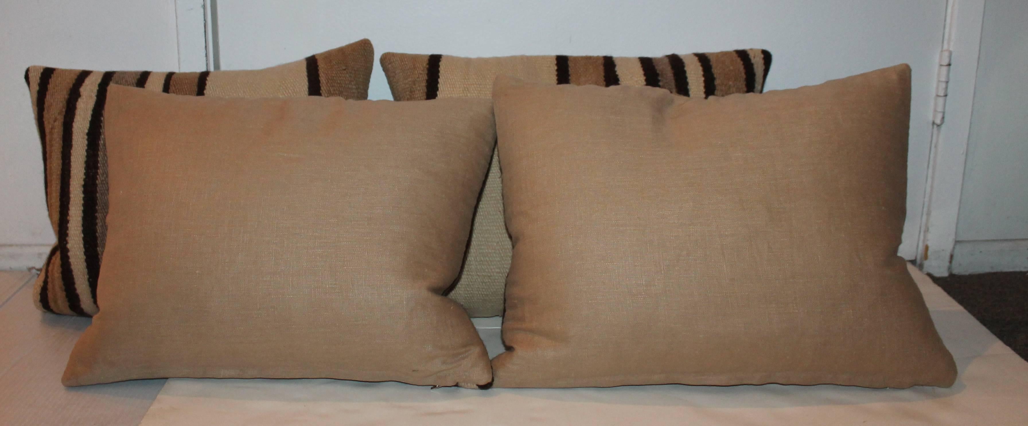 Navajo Indian Weaving from Saddle Blanket Pillows or Pair In Excellent Condition In Los Angeles, CA