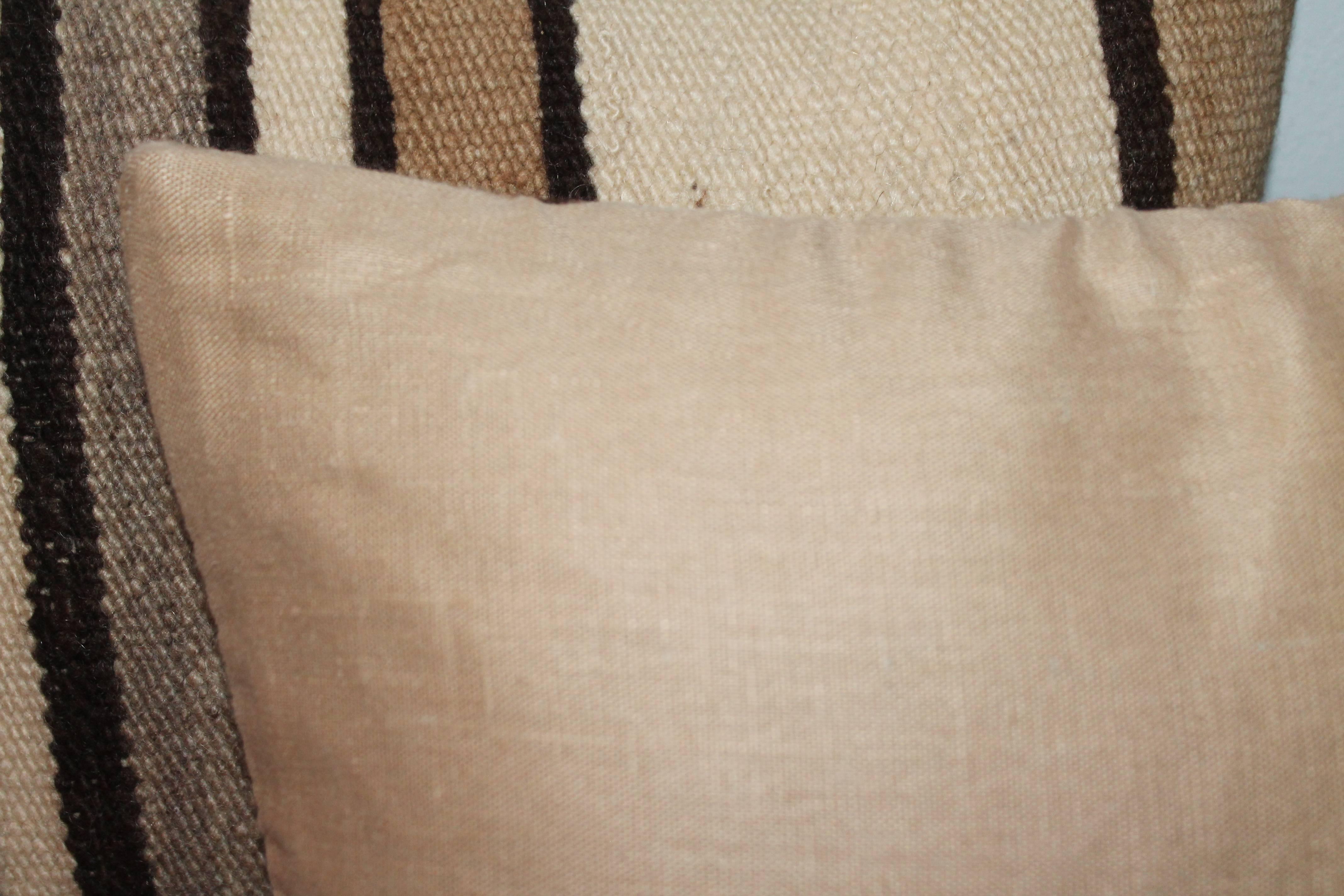 20th Century Navajo Indian Weaving from Saddle Blanket Pillows or Pair