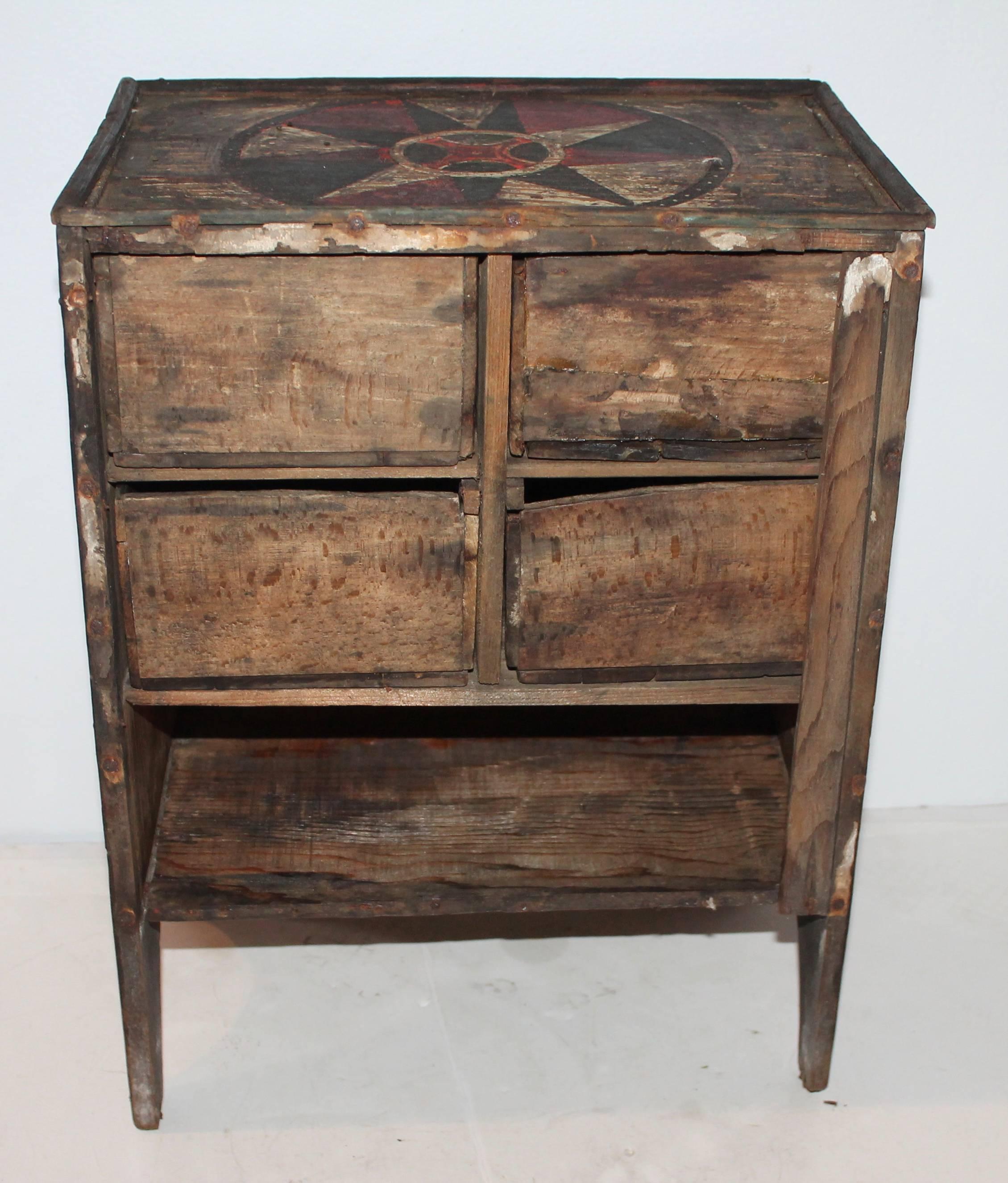 19th Century Original Paint Decorated Tabletop Apothecary Cabinet 1