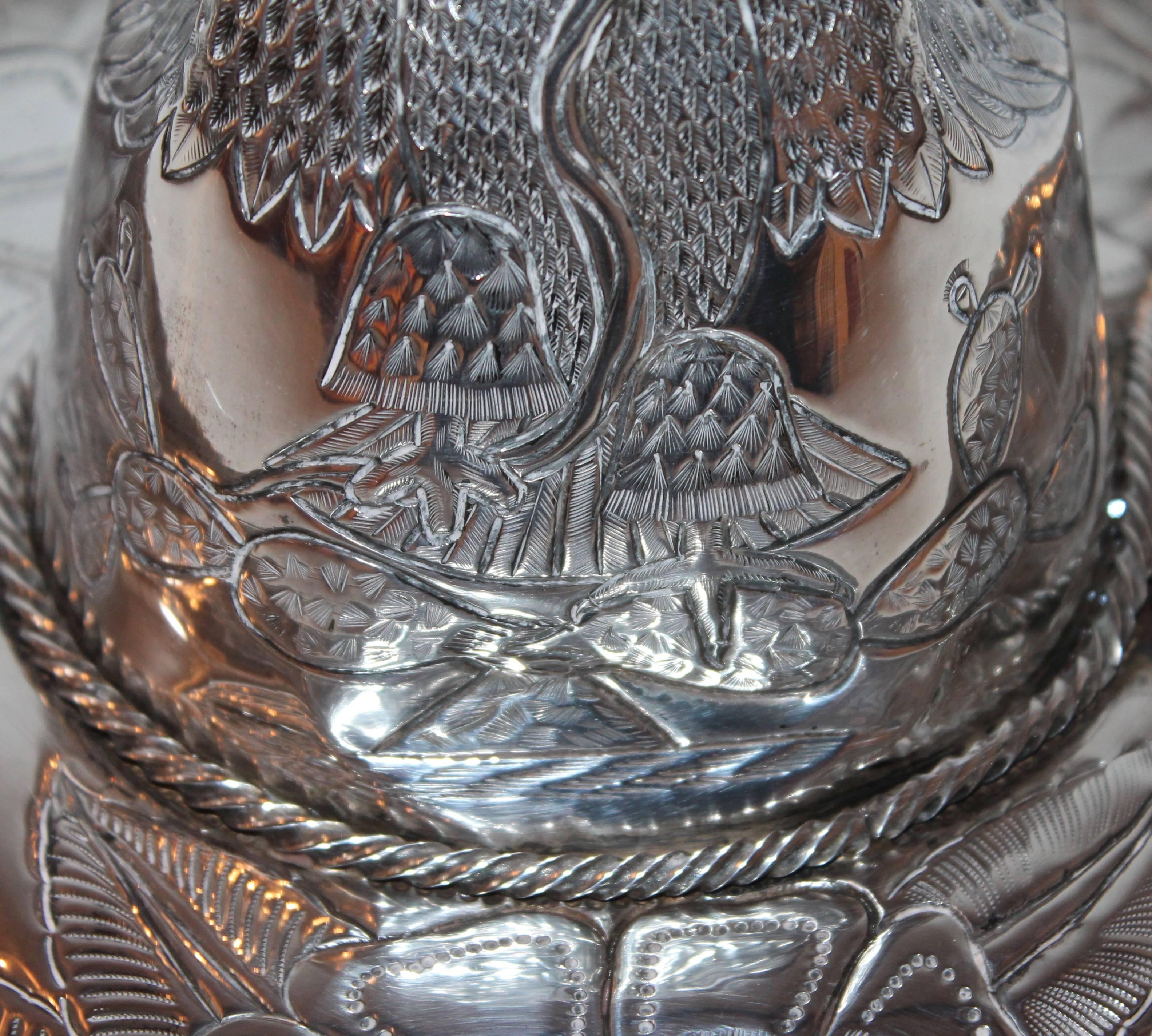 Monumental Sterling Silver Taxco Mexico Sombrero In Excellent Condition In Los Angeles, CA
