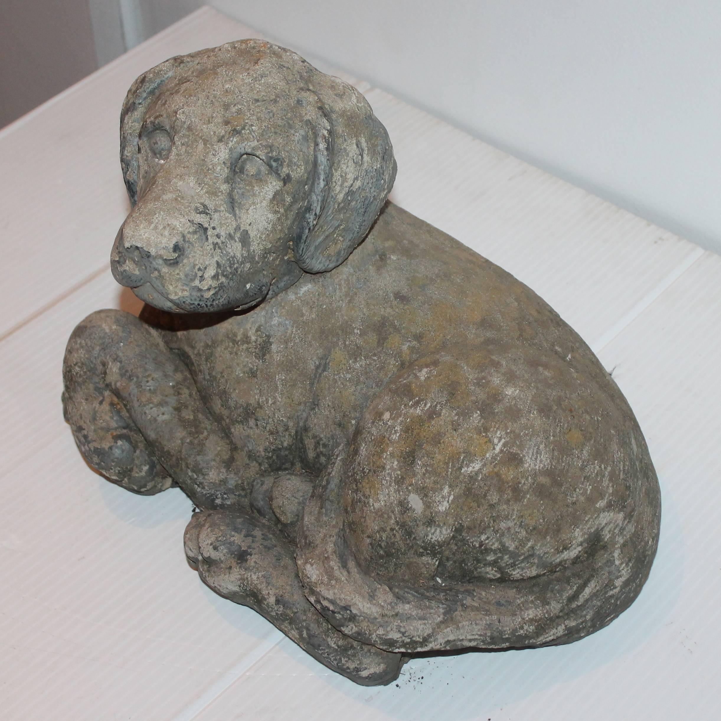 American Handmade Concrete Sculpture of a Dog