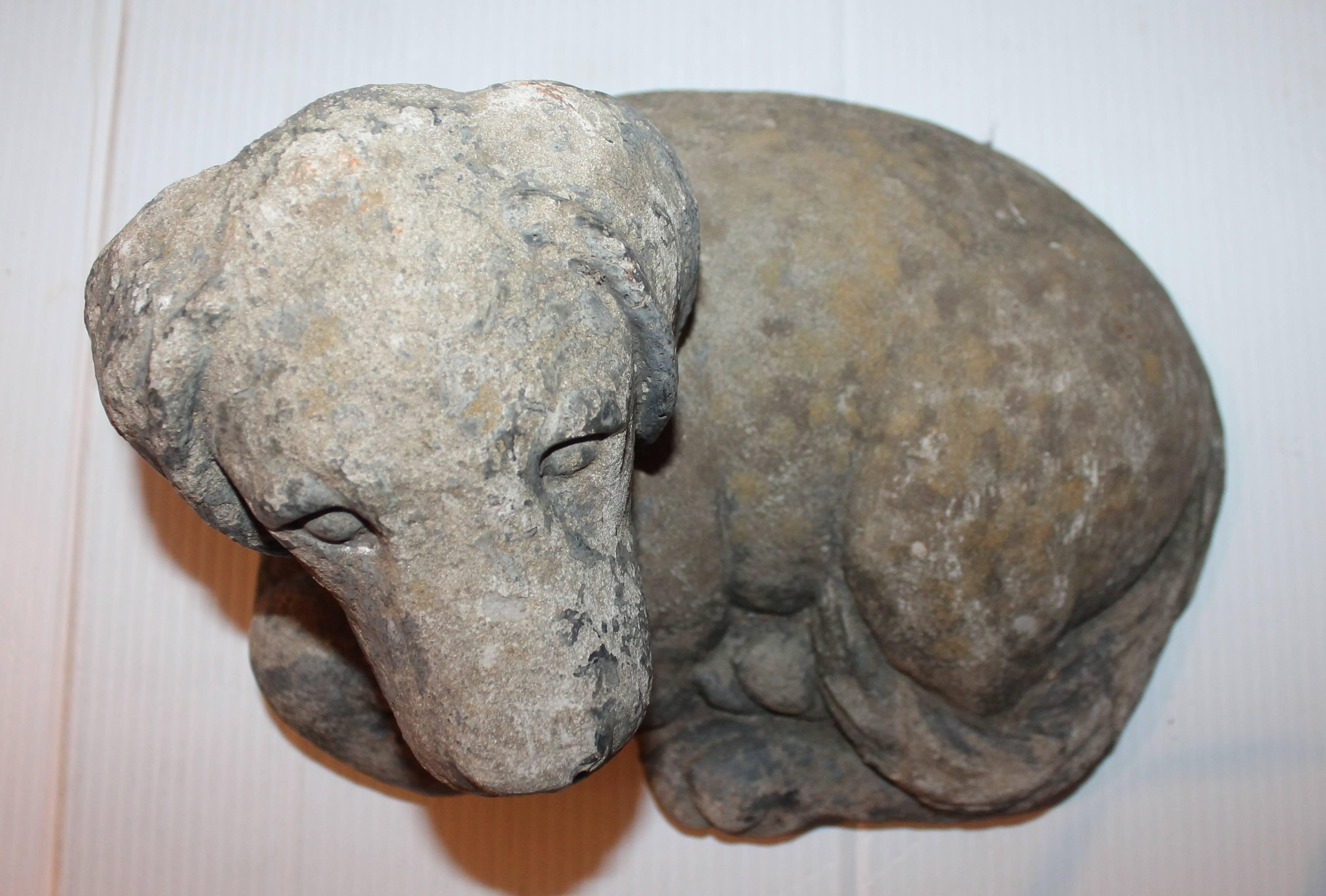 Handmade Concrete Sculpture of a Dog In Distressed Condition In Los Angeles, CA