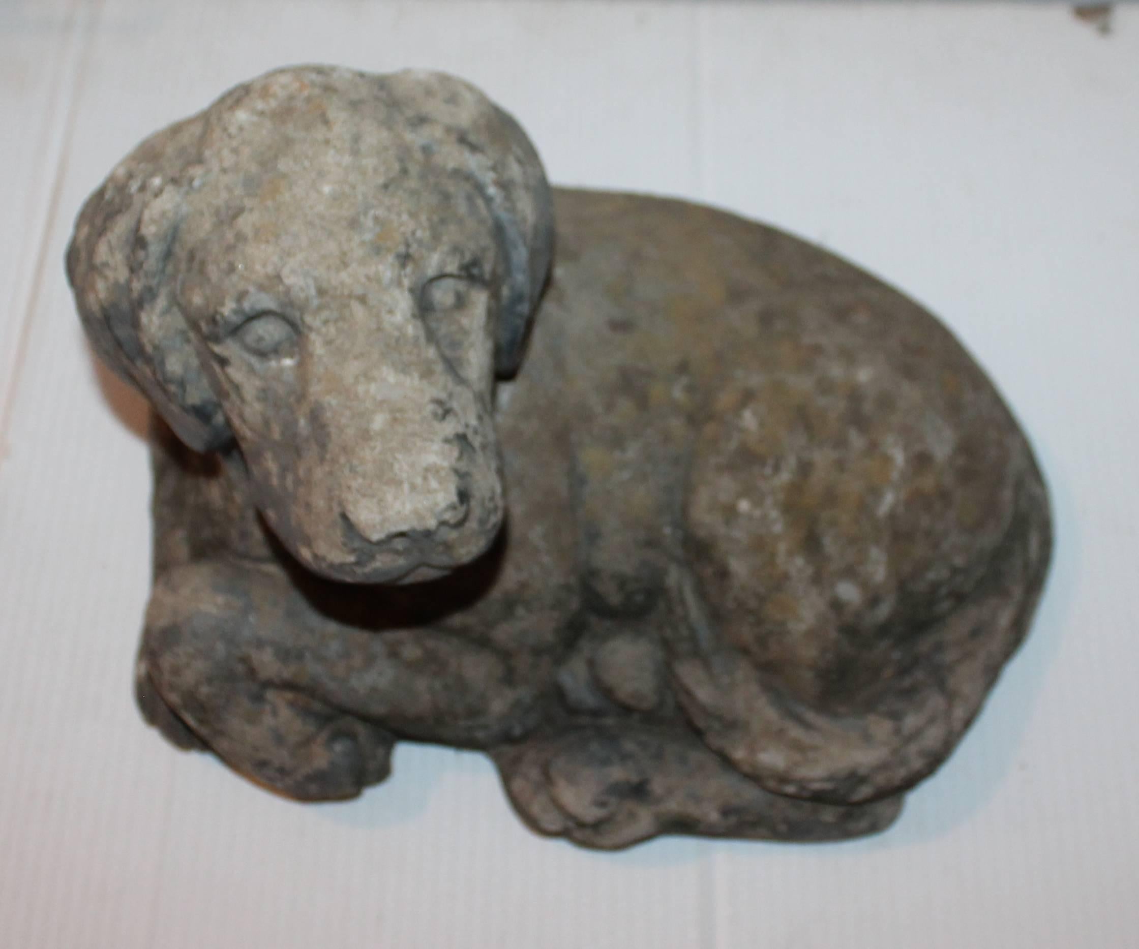 Hand-Crafted Handmade Concrete Sculpture of a Dog