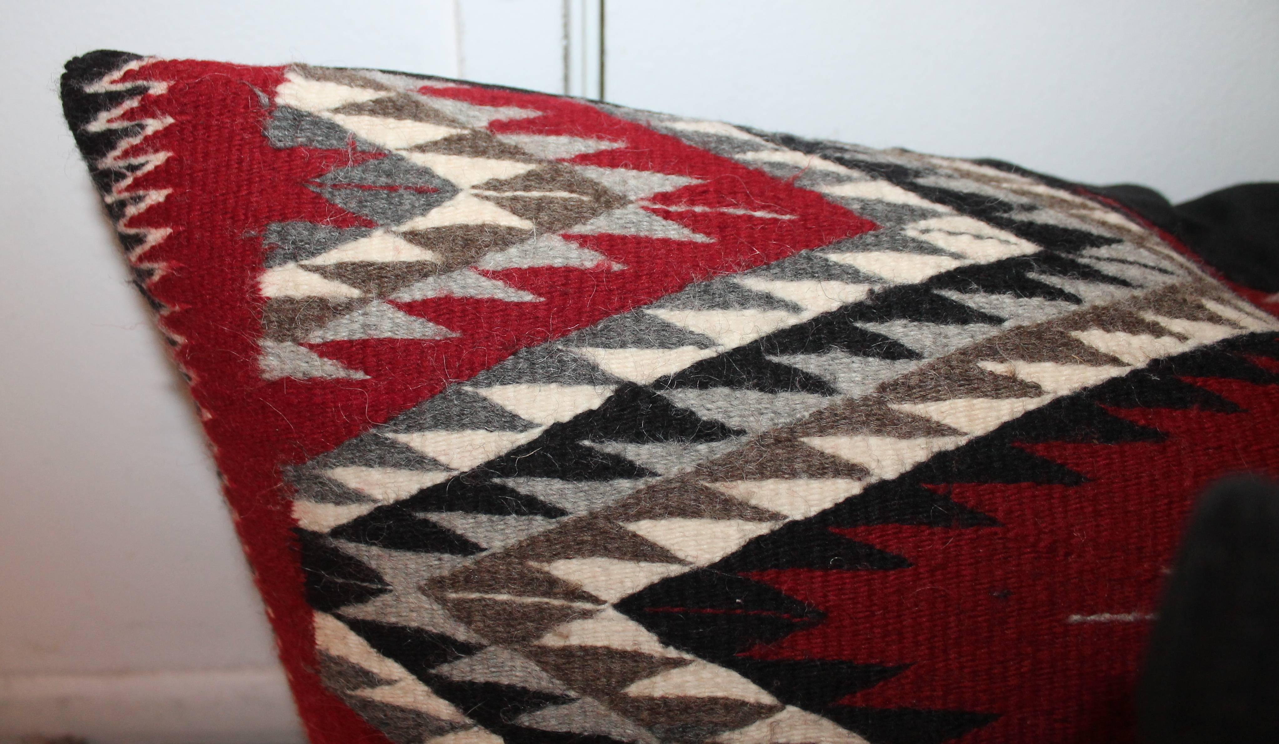 This amazing geometric weaving is in great as found condition was a saddle blanket at one time. Sold as a pair. The backing is in black cotton linen.