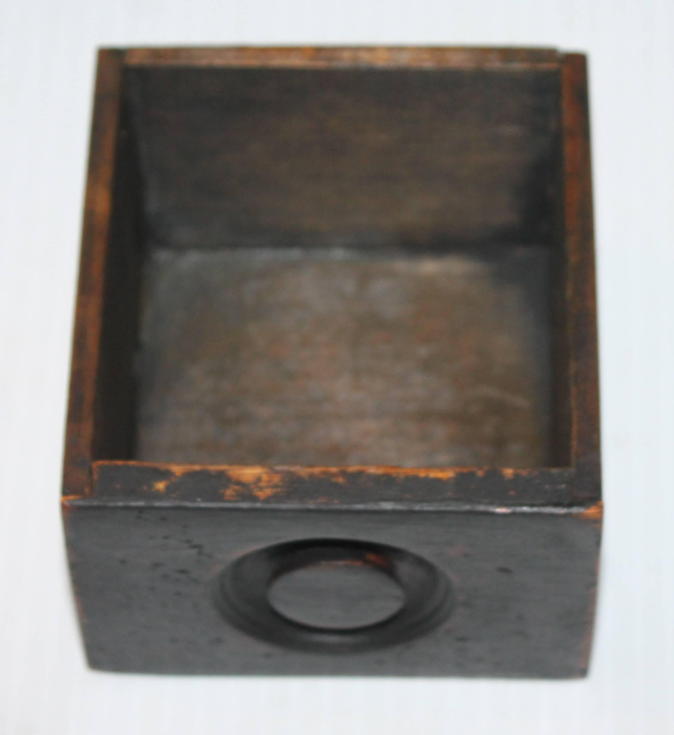 American 19th Century Black Painted Spice Box For Sale