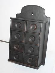 19th Century Black Painted Spice Box