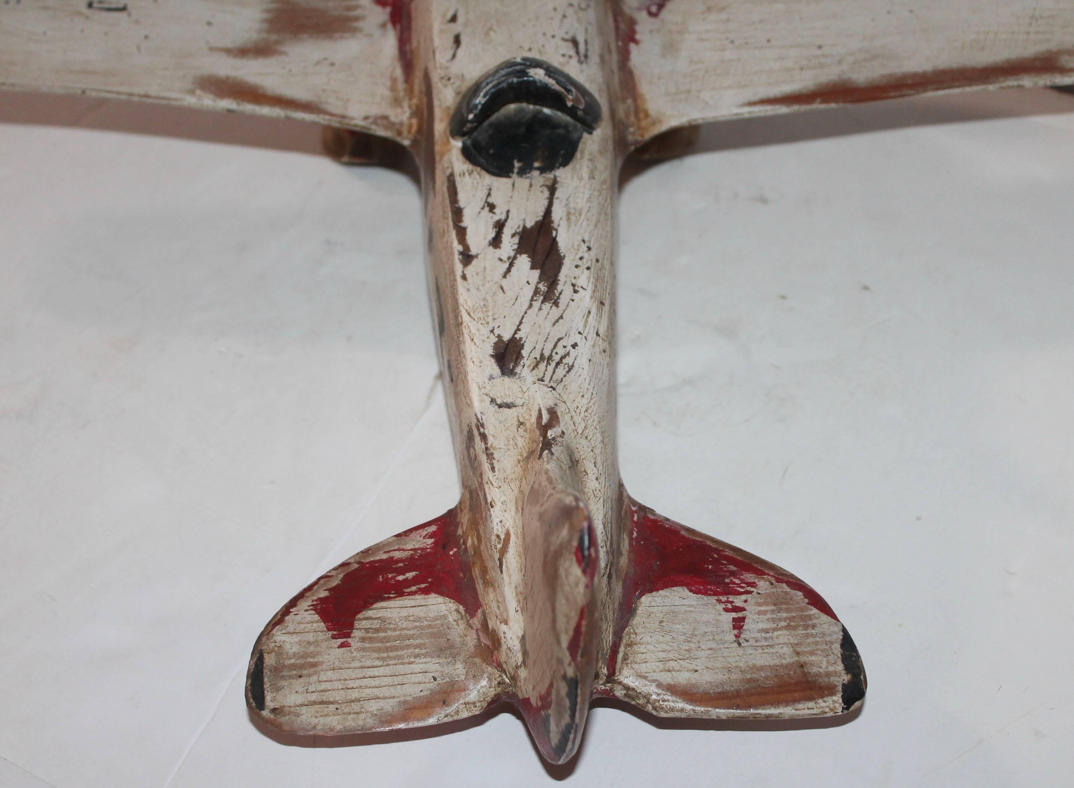 American Hand-Carved and Painted Model Airplane