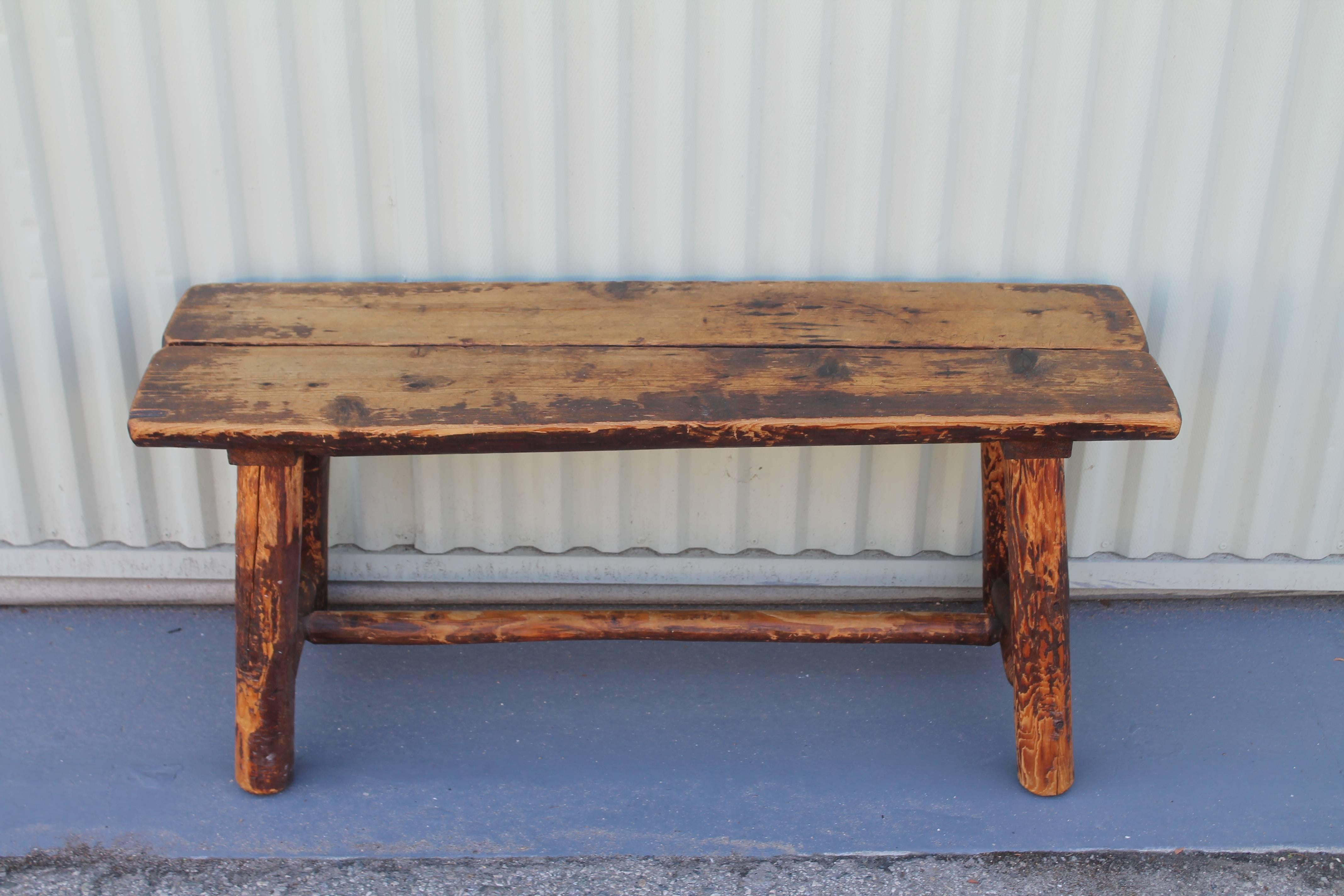 North American Fantastic Split Log Pine and Hickory Bench