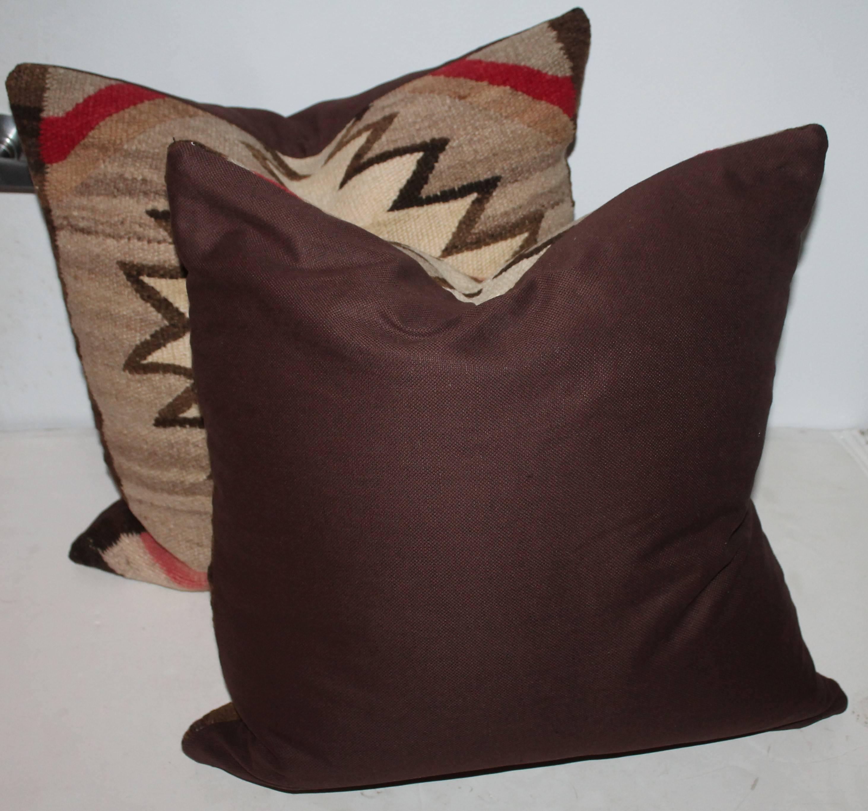 American Pair of Faded Navajo Weaving Eye Dazzler Pillows