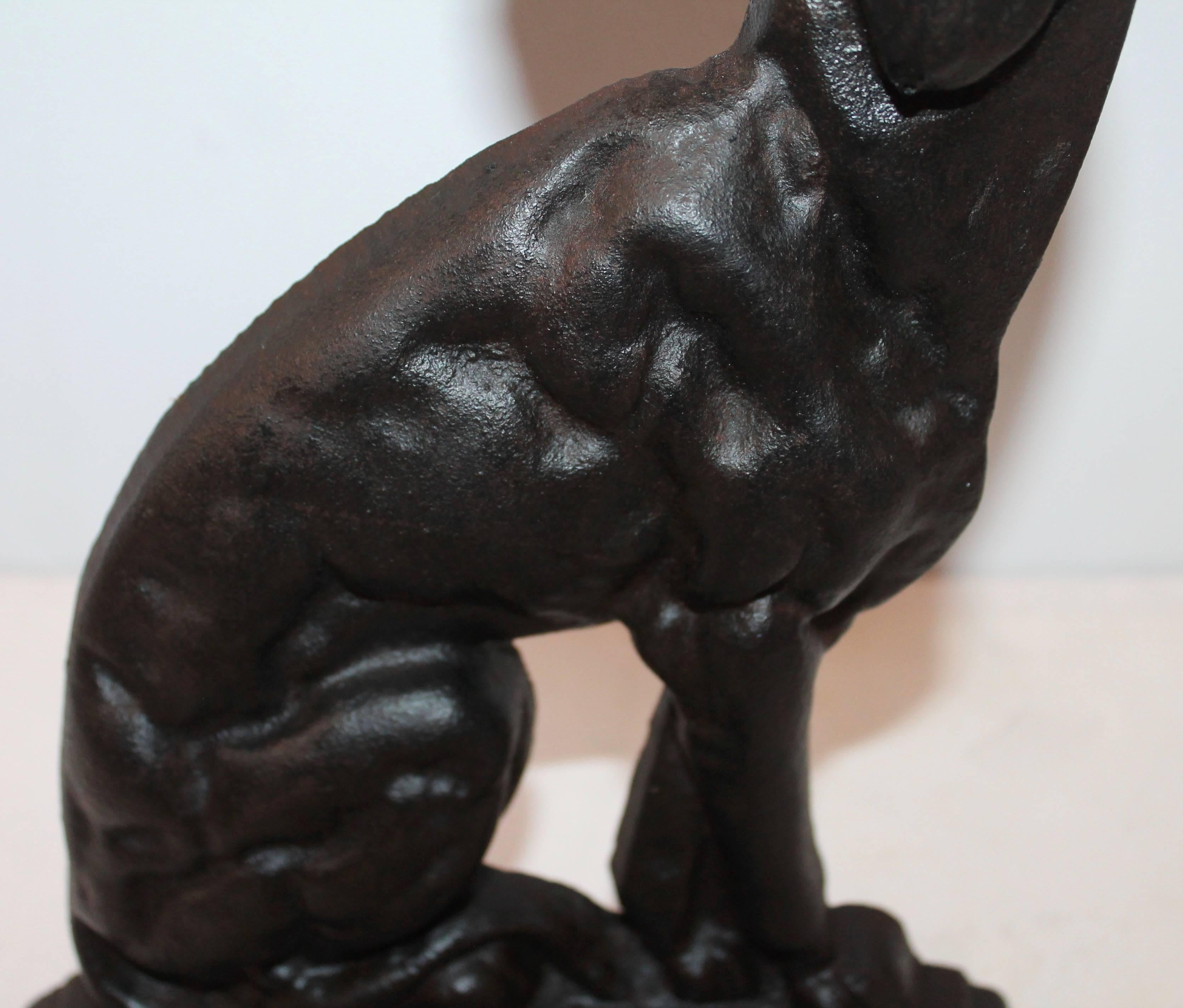 Country 19th Century Large Cast Iron Dog Door Stop