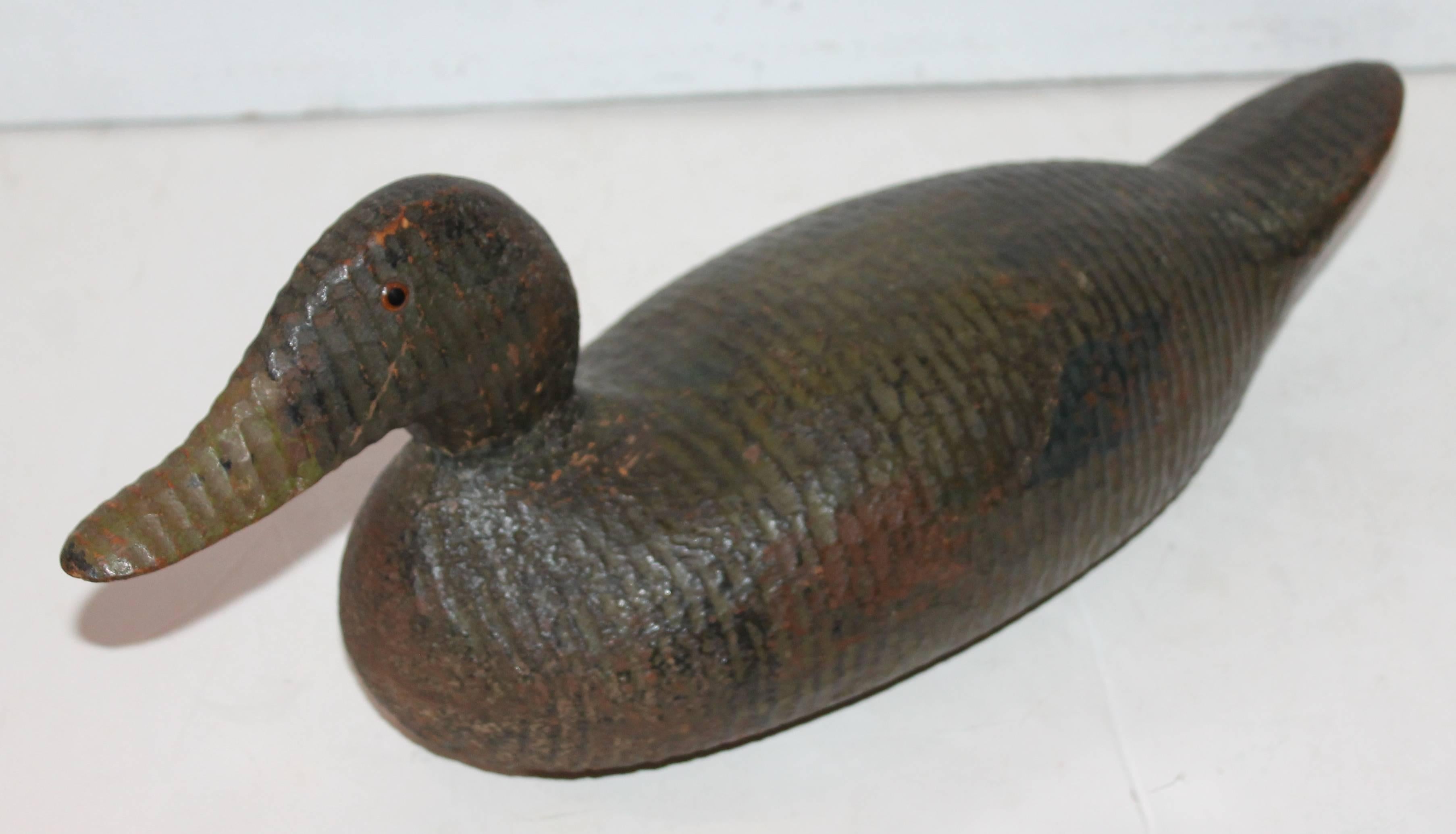 American Pair of 20th Century Original Painted Primitive Duck Decoys