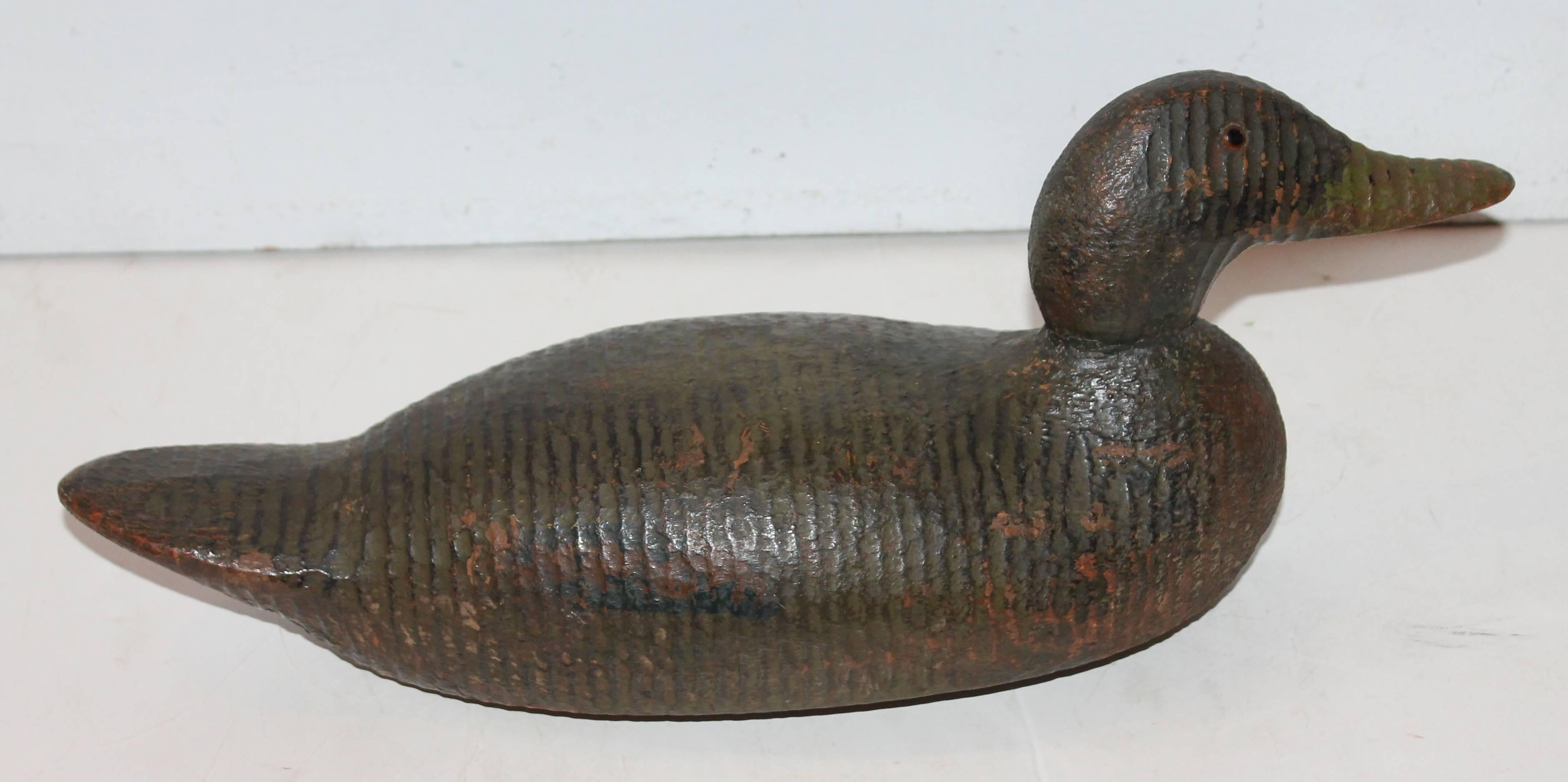 Carved Pair of 20th Century Original Painted Primitive Duck Decoys