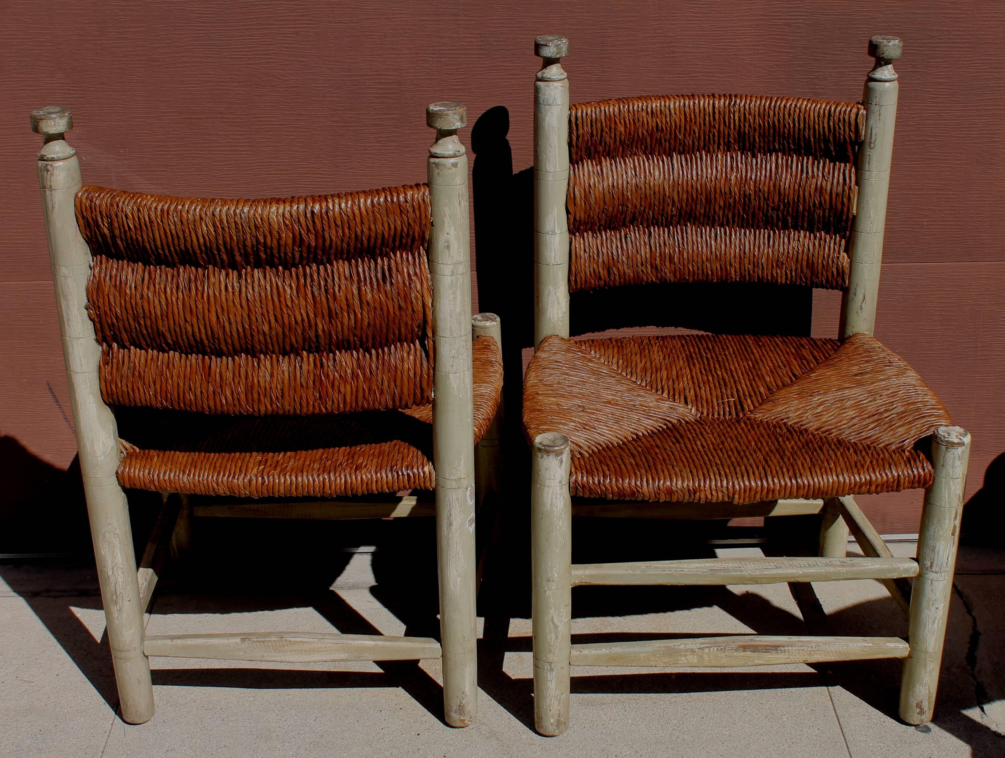 Set of Four 20th Century Rush Seat Chairs 2