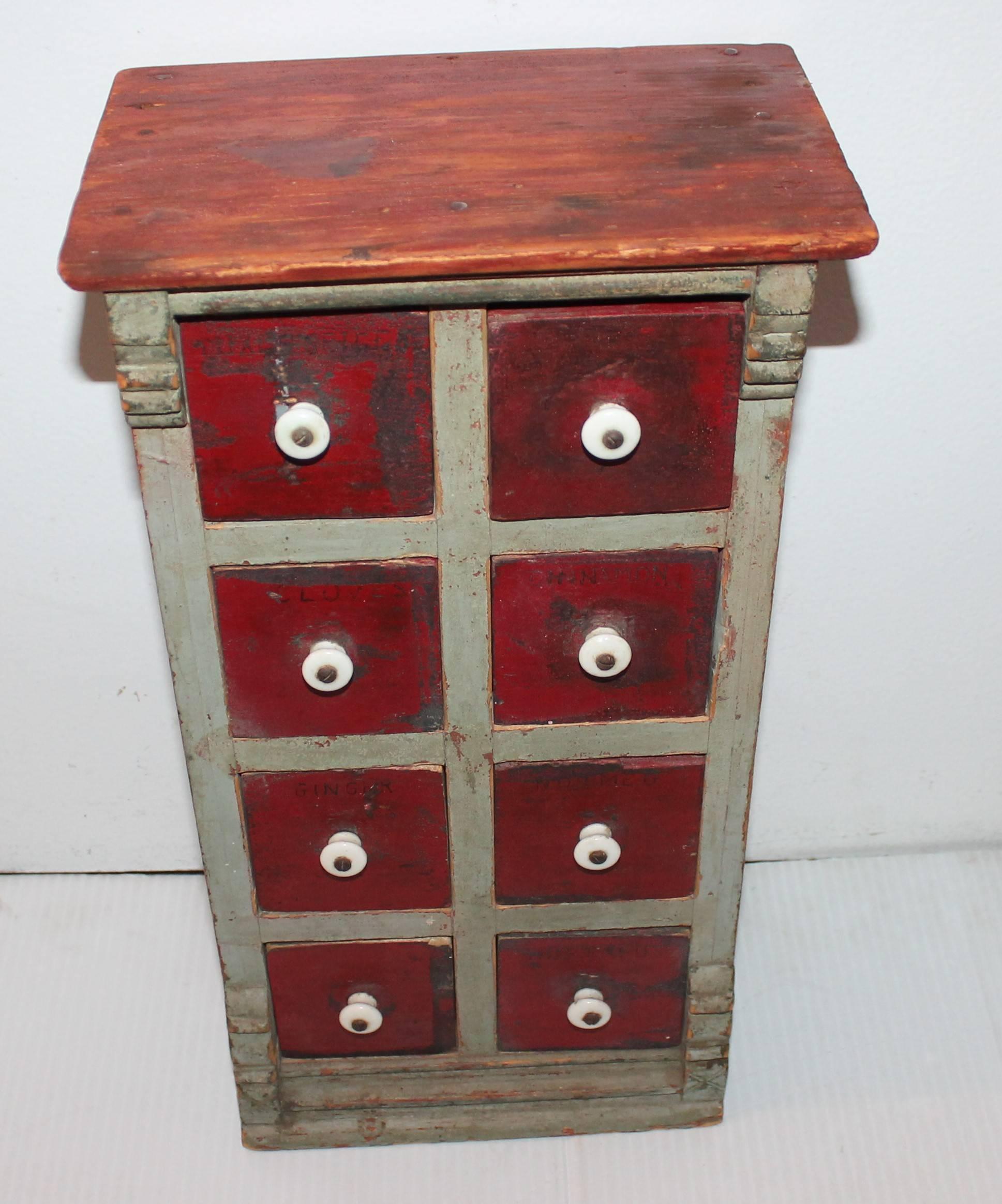Country 19th Century Original Painted Spice Box from Maine