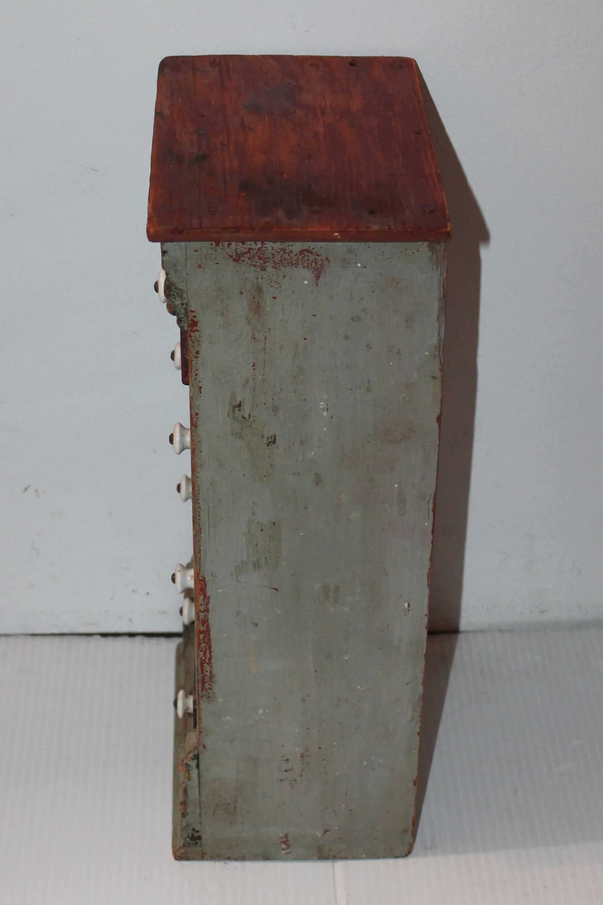 American 19th Century Original Painted Spice Box from Maine