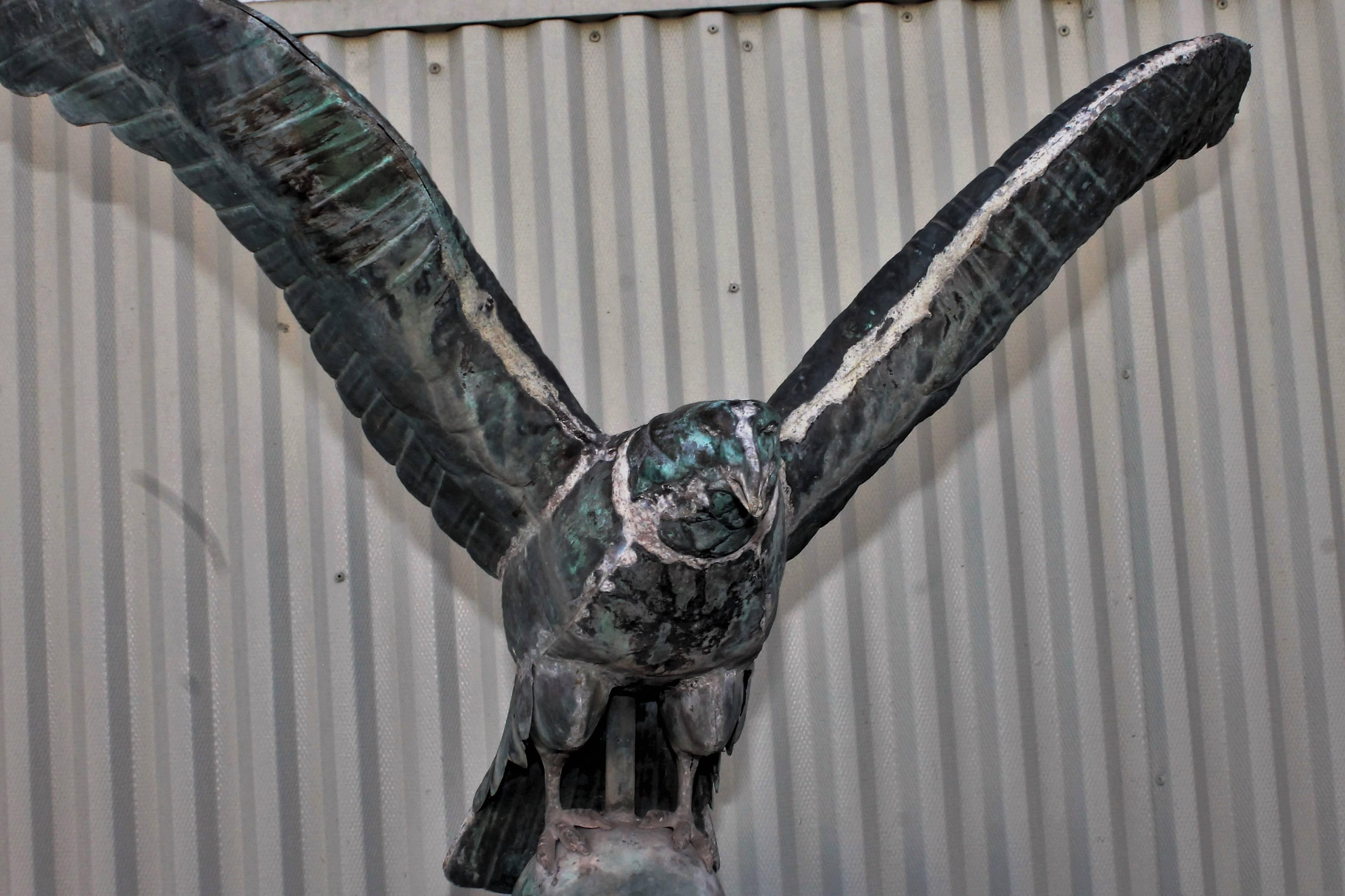 19th Century Monumental Full Body Eagle Weather Vane In Distressed Condition In Los Angeles, CA