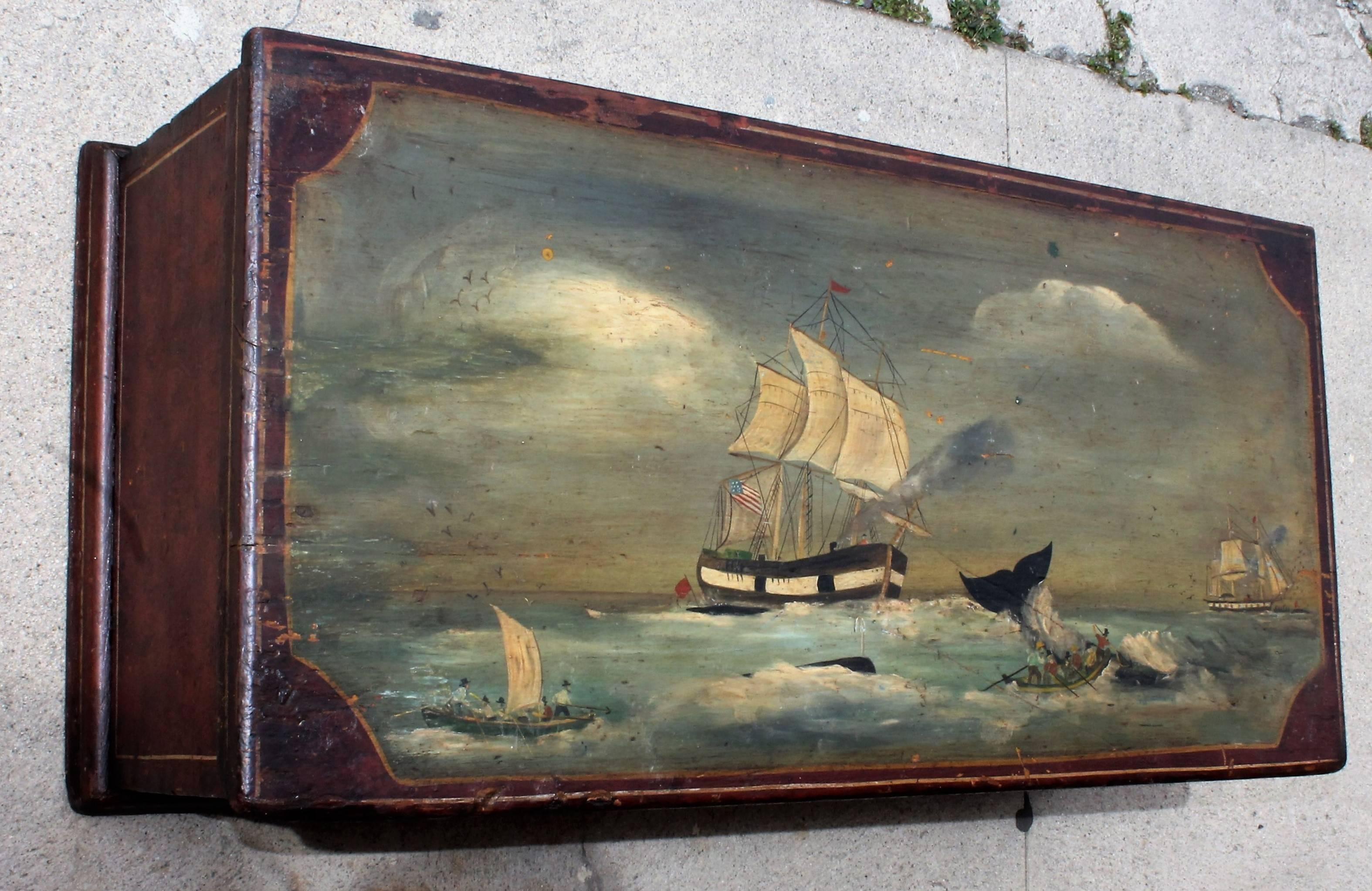 American 19th Century Decorated Sea Trunk