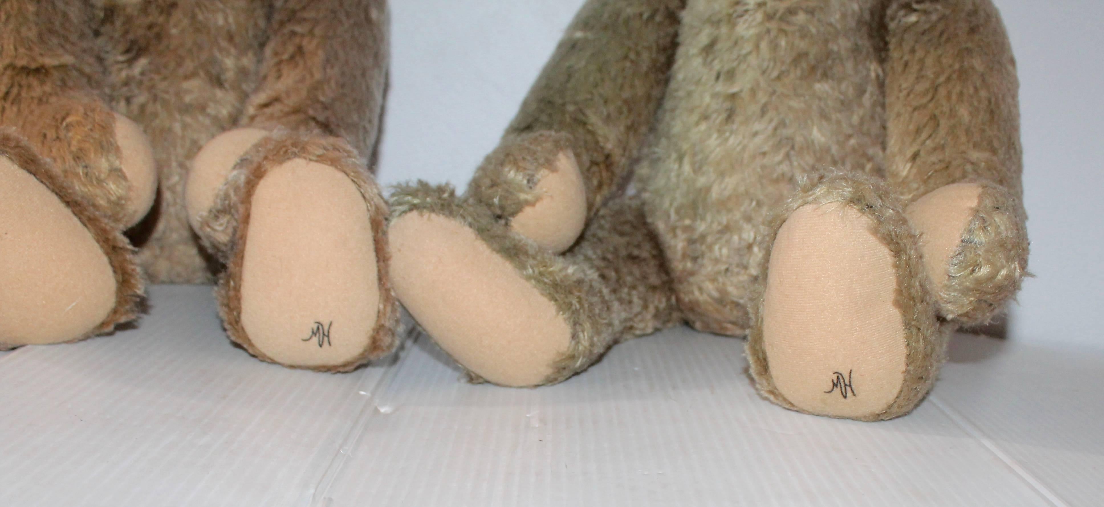 Mohair Pair of Folky Teddy Bears Made for Harrods of London