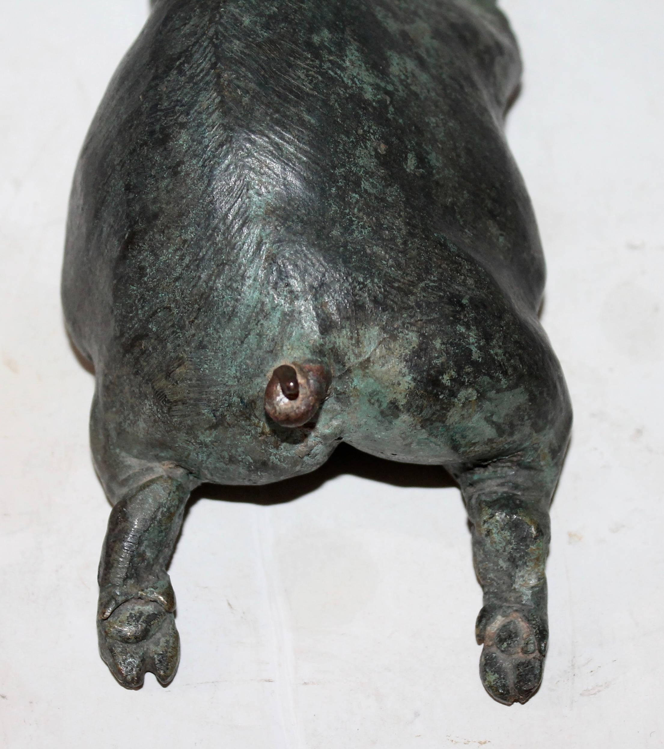 Hand-Crafted Bronze Folky Pig Sculpture