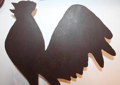 Vane d'hiver artisanale en fer du 19ème siècle sur pied en forme de coq
