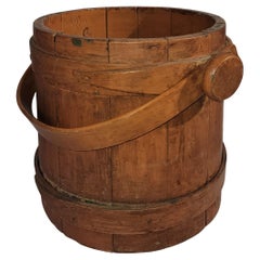 19Thc Original Salmon Over Green Painted Furkin/Bucket