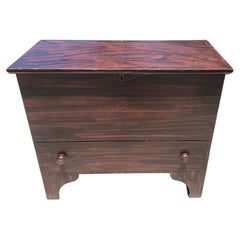 Antique 19th C Original Paint Decorated Tall Blanket Chest