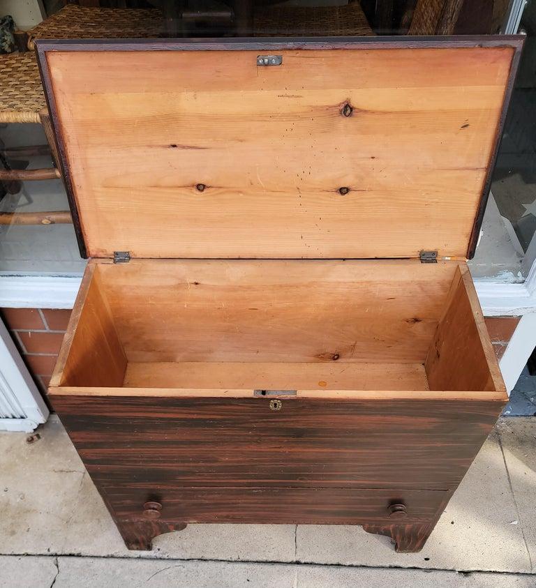 19. Jh. Originale, bemalte, große Deckentruhe (Handbemalt) im Angebot