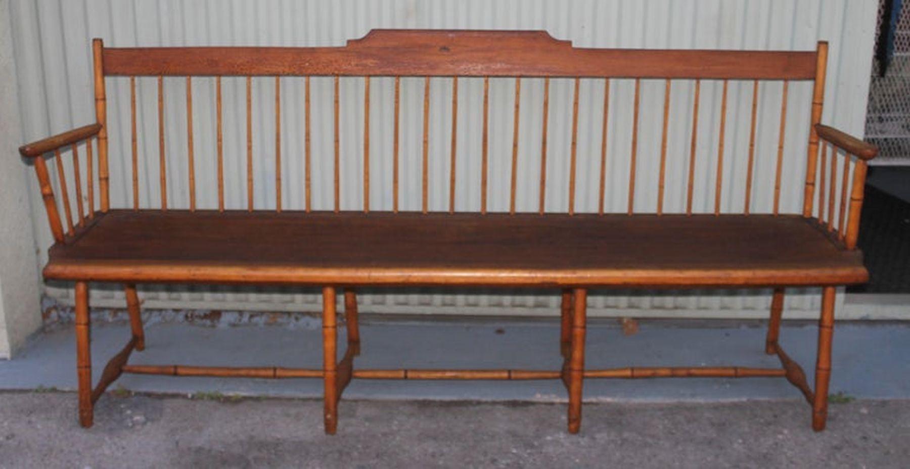 Adirondack 19th C Early Windsor Settee from New England For Sale