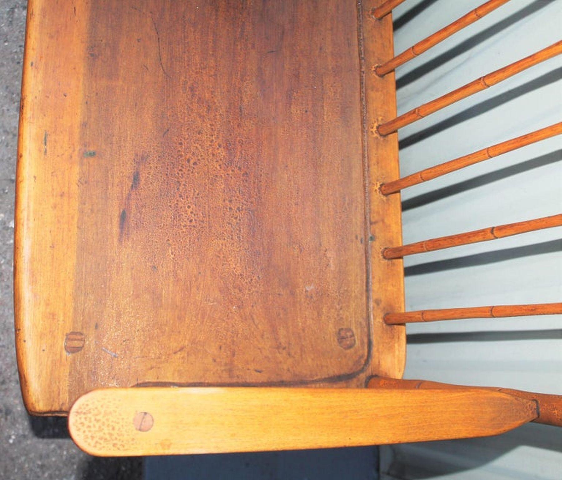 19th Century 19th C Early Windsor Settee from New England For Sale