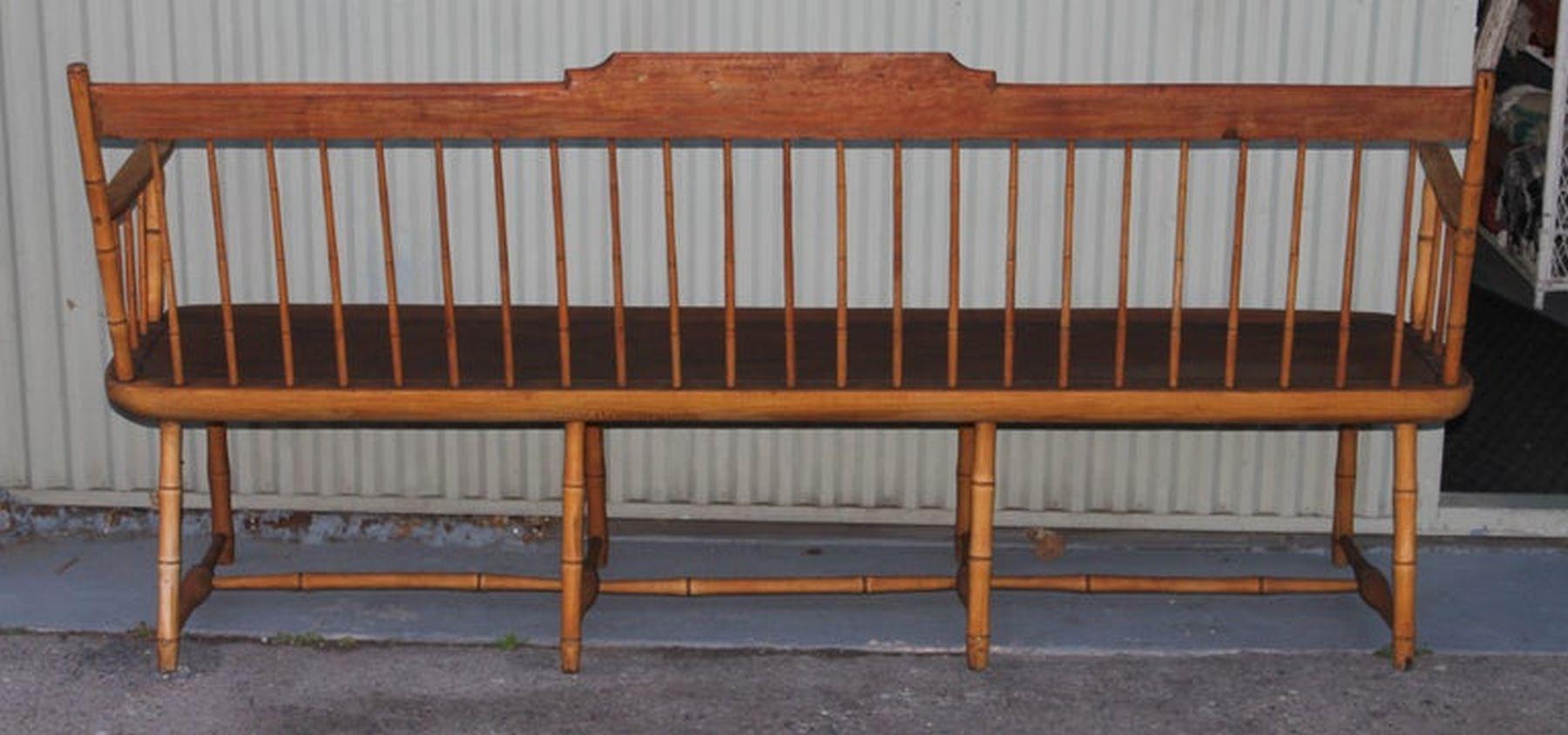 19th C Early Windsor Settee from New England For Sale 4