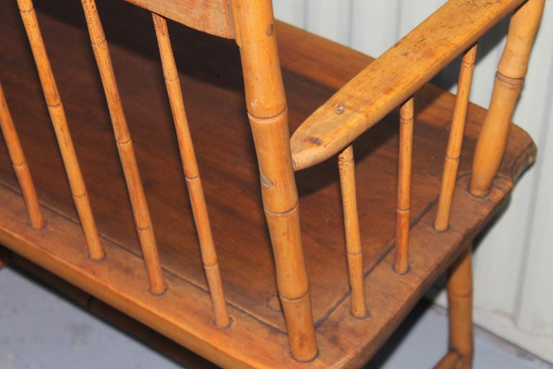 19th C Early Windsor Settee from New England For Sale 6