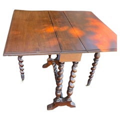Antique 19thc Barley twist Drop Leaf Side Table